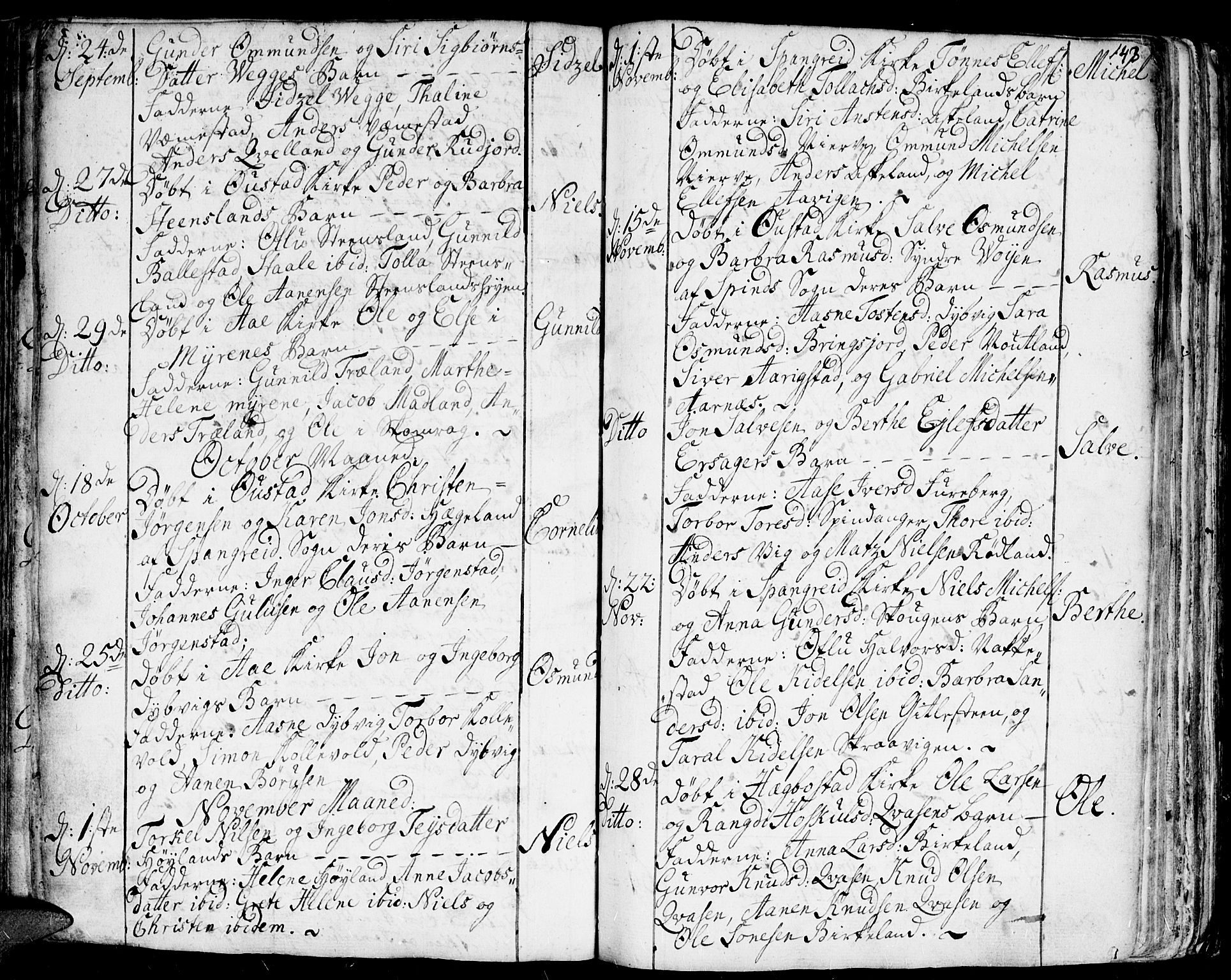 Lyngdal sokneprestkontor, AV/SAK-1111-0029/F/Fa/Fac/L0001: Parish register (official) no. A 1, 1727-1779, p. 143