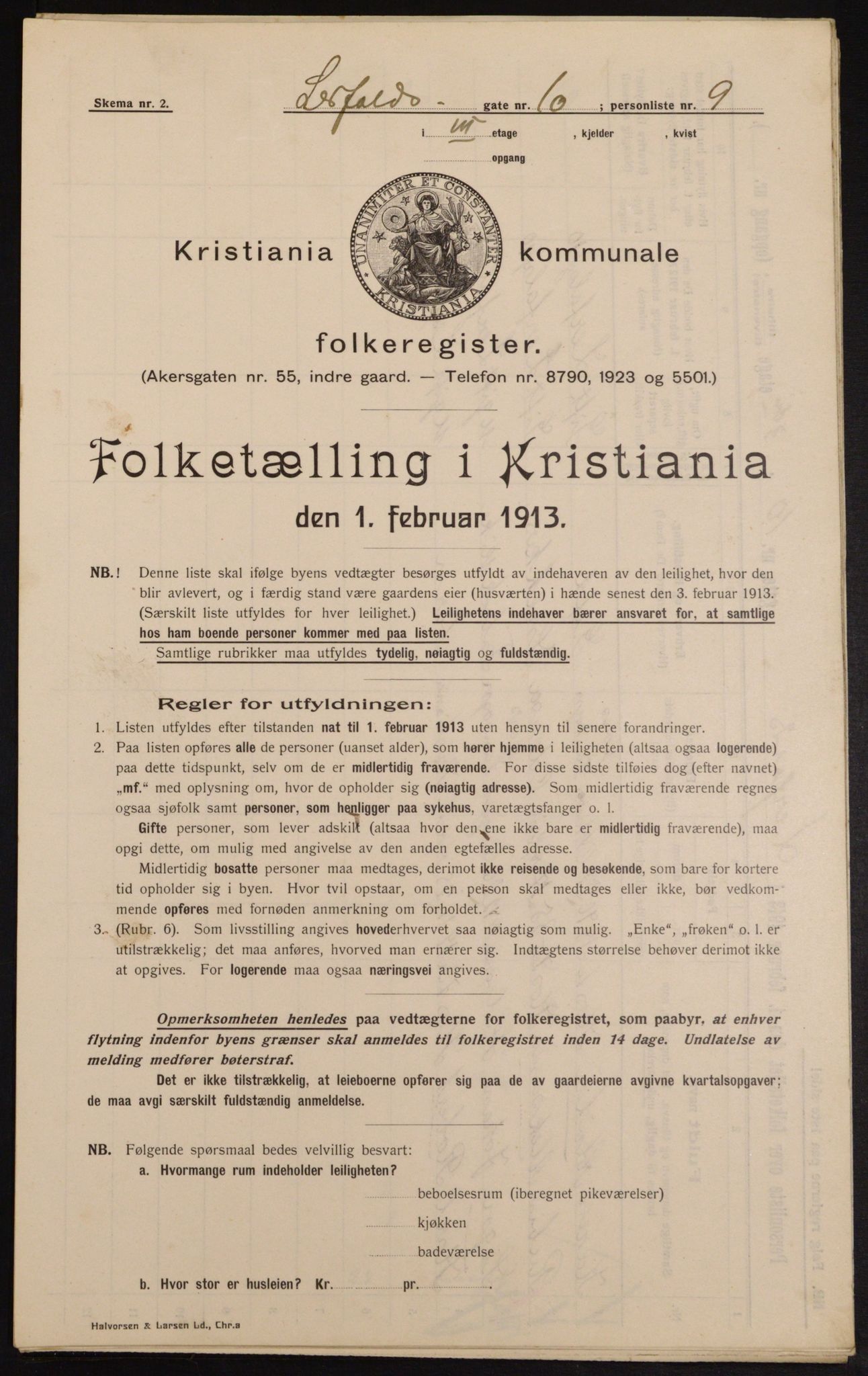 OBA, Municipal Census 1913 for Kristiania, 1913, p. 57009