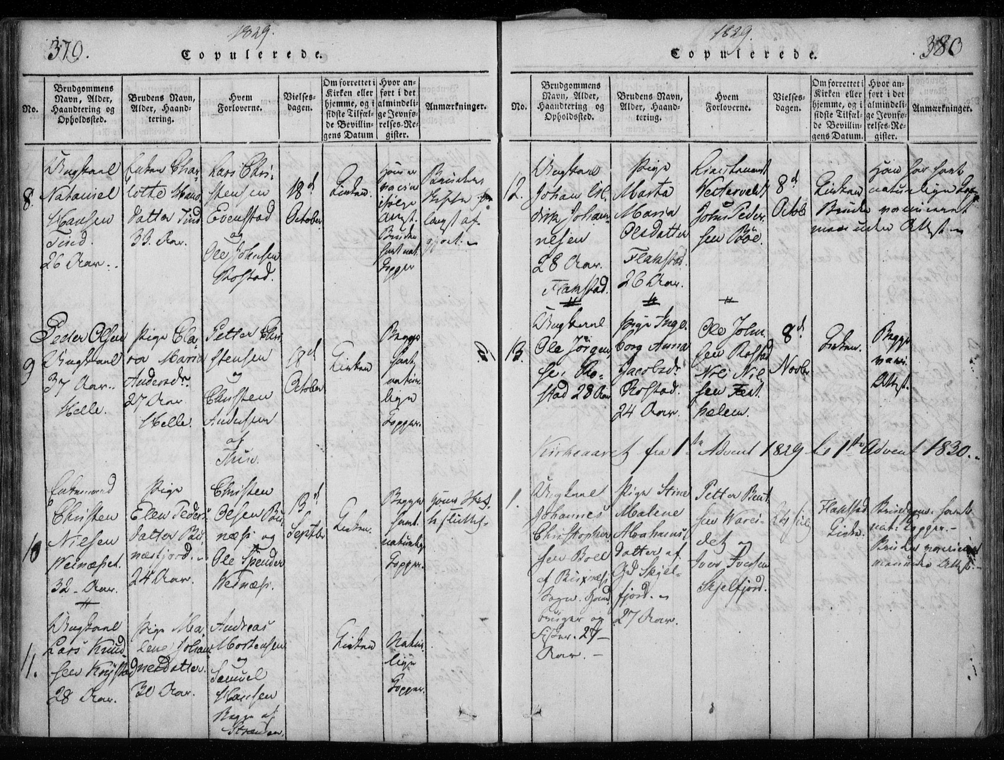 Ministerialprotokoller, klokkerbøker og fødselsregistre - Nordland, SAT/A-1459/885/L1201: Parish register (official) no. 885A02, 1820-1837, p. 379-380