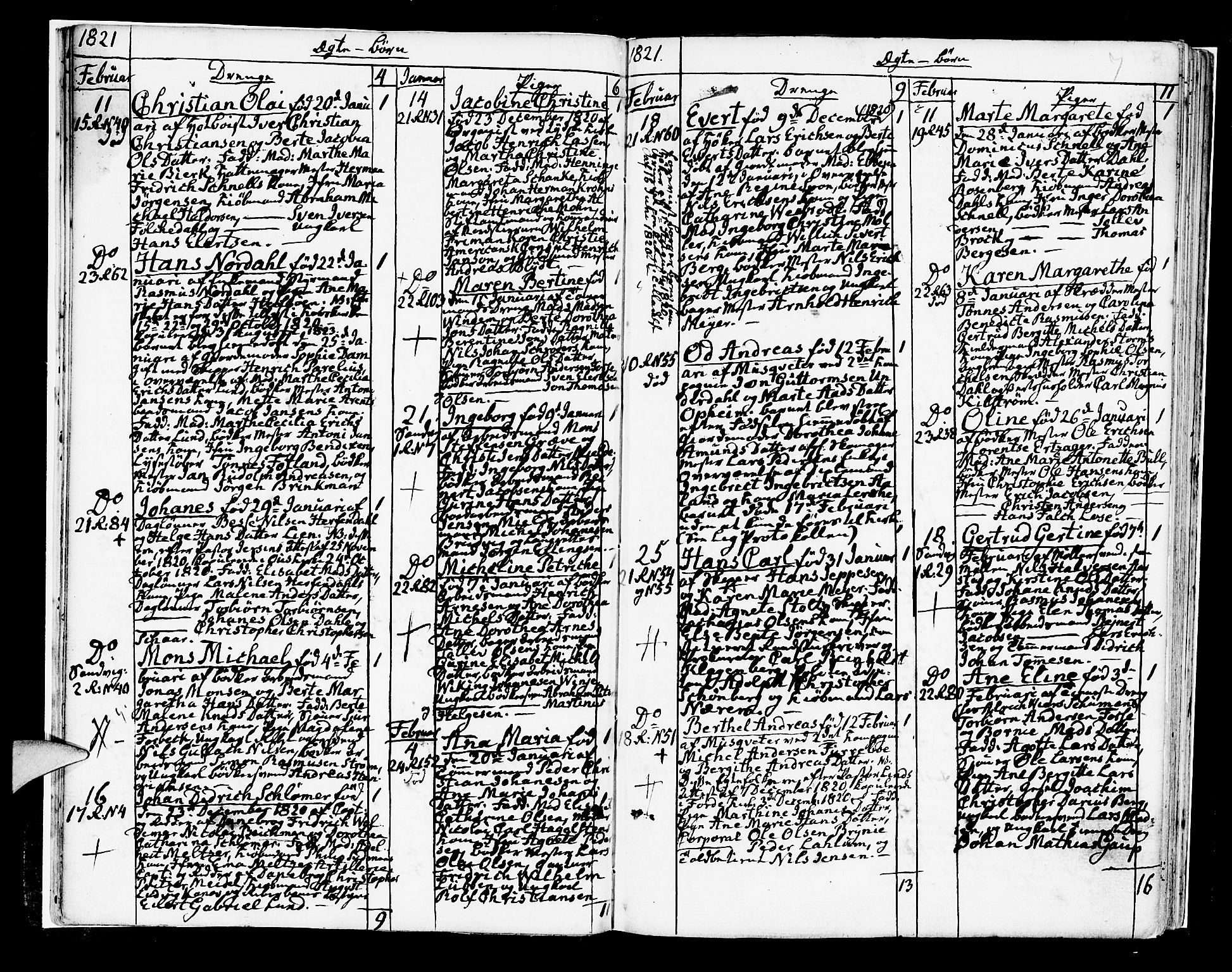 Korskirken sokneprestembete, AV/SAB-A-76101/H/Hab: Parish register (copy) no. A 4, 1820-1832, p. 7
