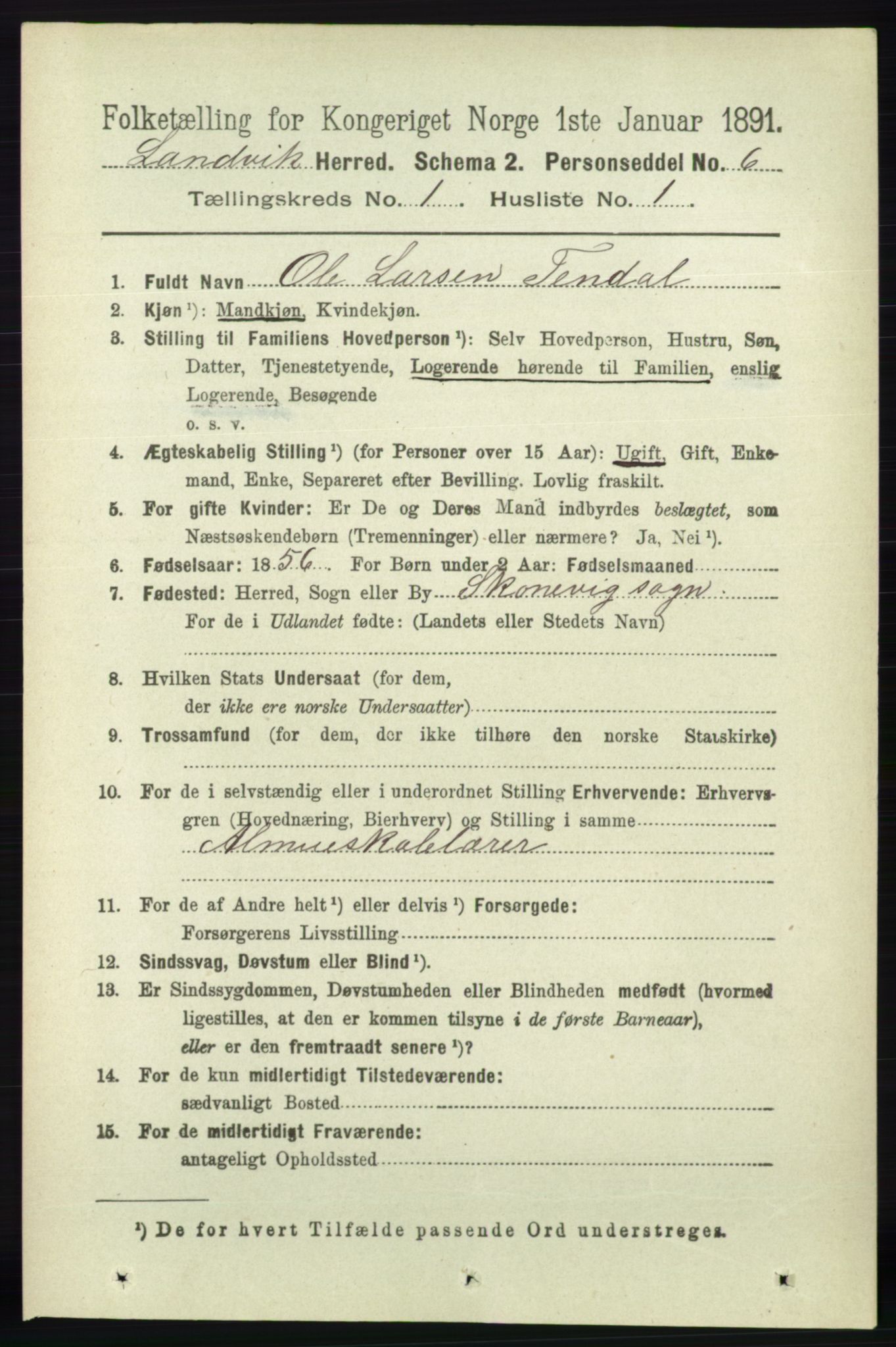 RA, 1891 census for 0924 Landvik, 1891, p. 59