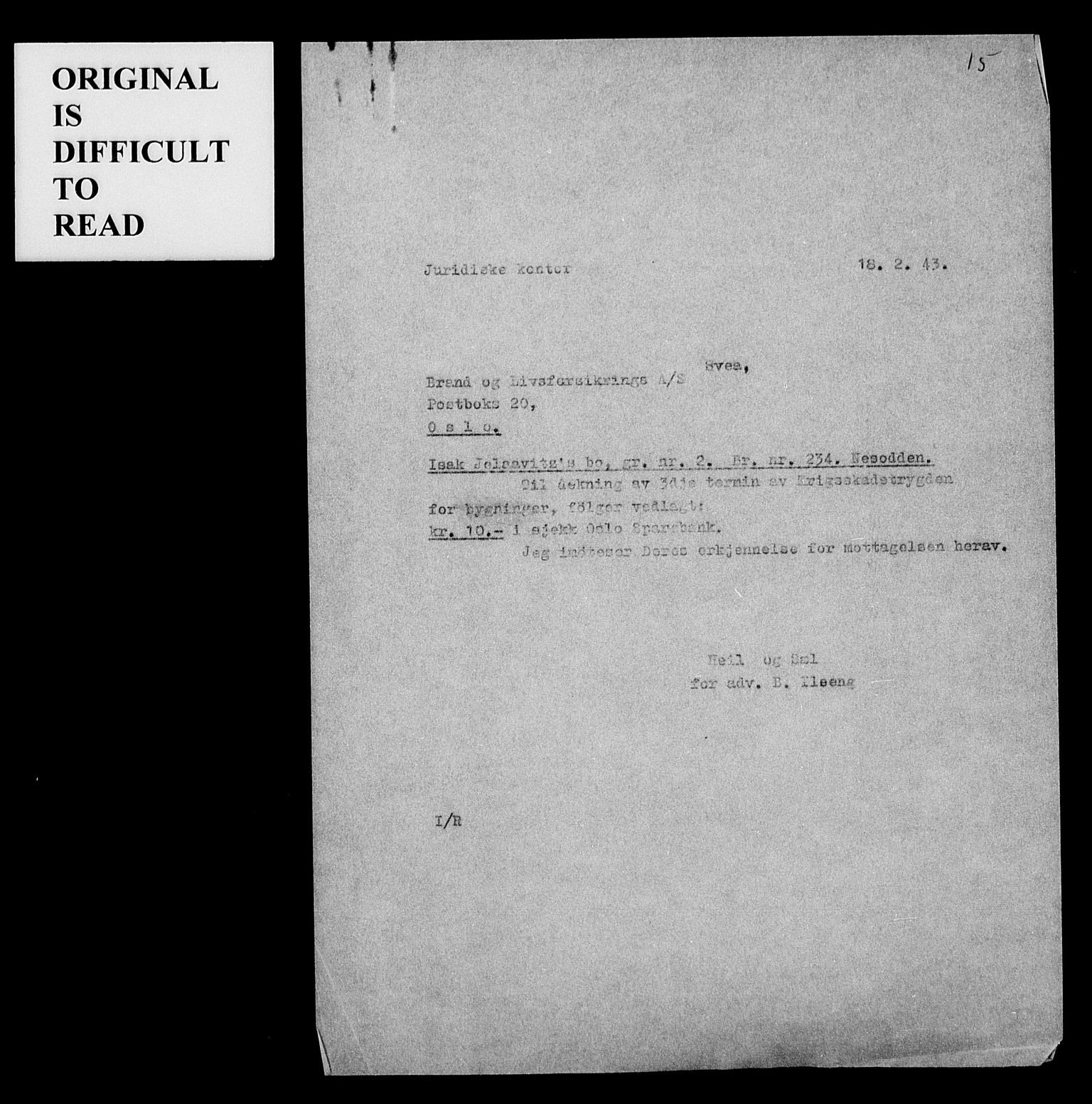 Justisdepartementet, Tilbakeføringskontoret for inndratte formuer, AV/RA-S-1564/H/Hc/Hcc/L0948: --, 1945-1947, p. 192