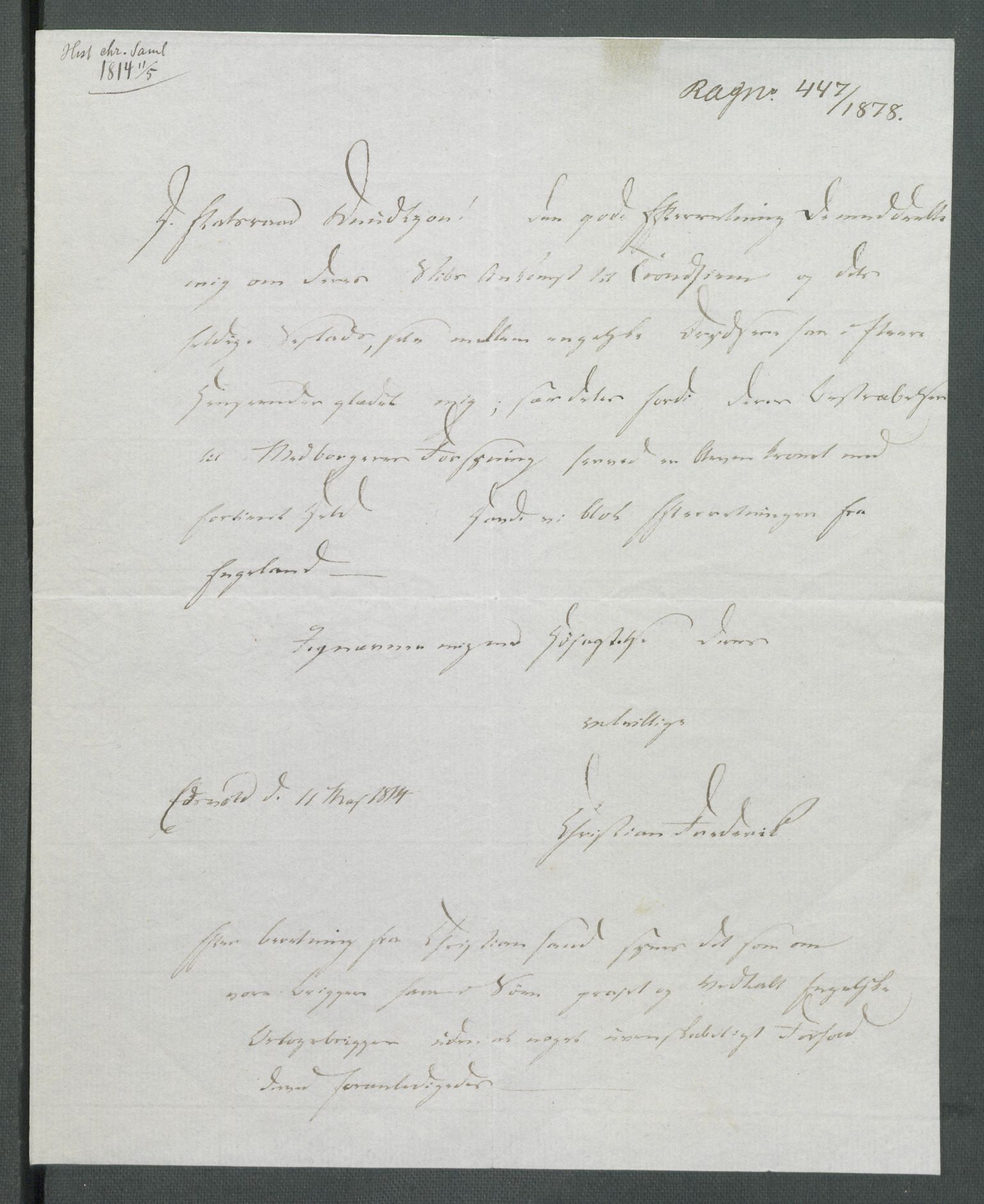 Forskjellige samlinger, Historisk-kronologisk samling, AV/RA-EA-4029/G/Ga/L0009A: Historisk-kronologisk samling. Dokumenter fra januar og ut september 1814. , 1814, p. 118