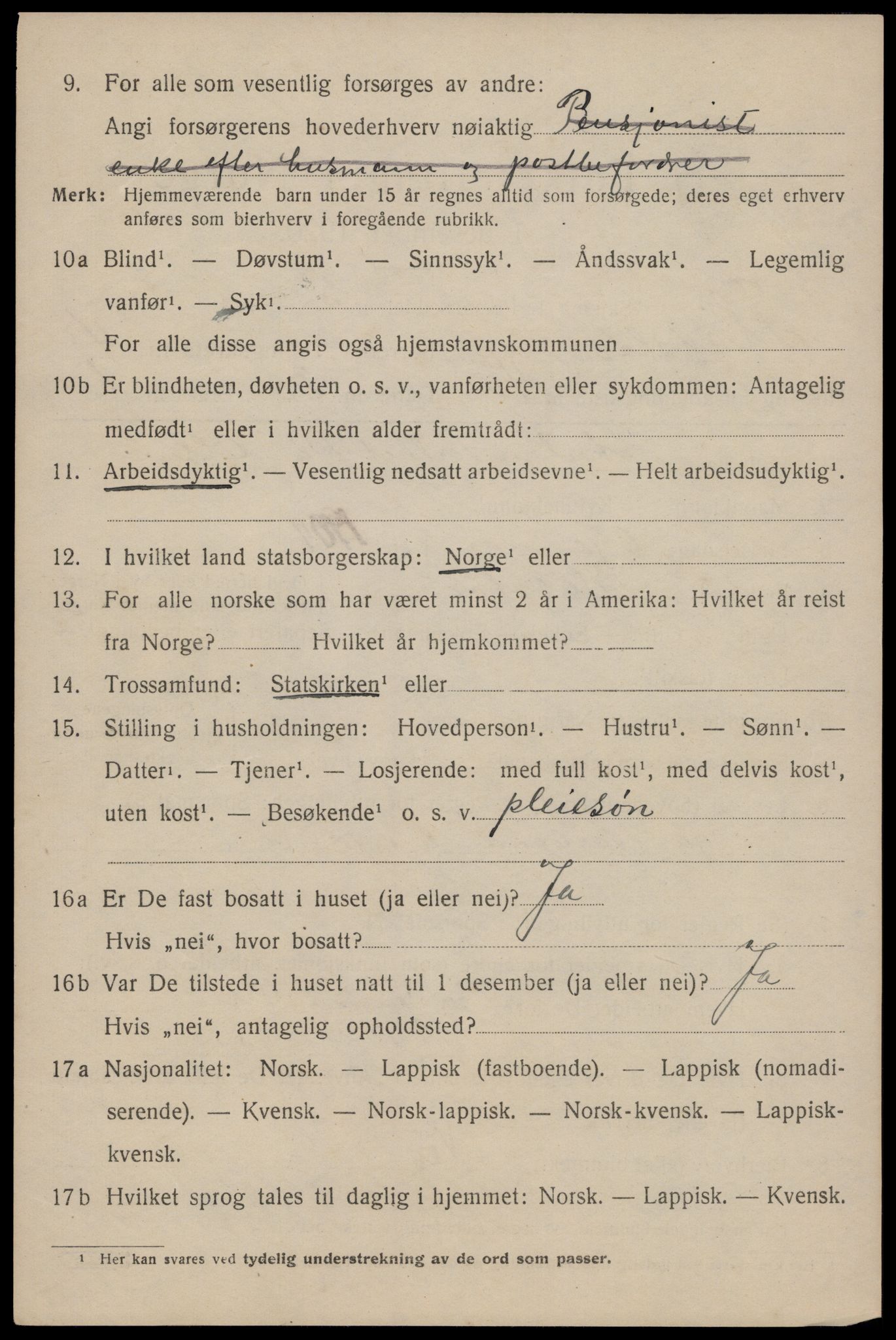 SAT, 1920 census for Flakstad, 1920, p. 3416