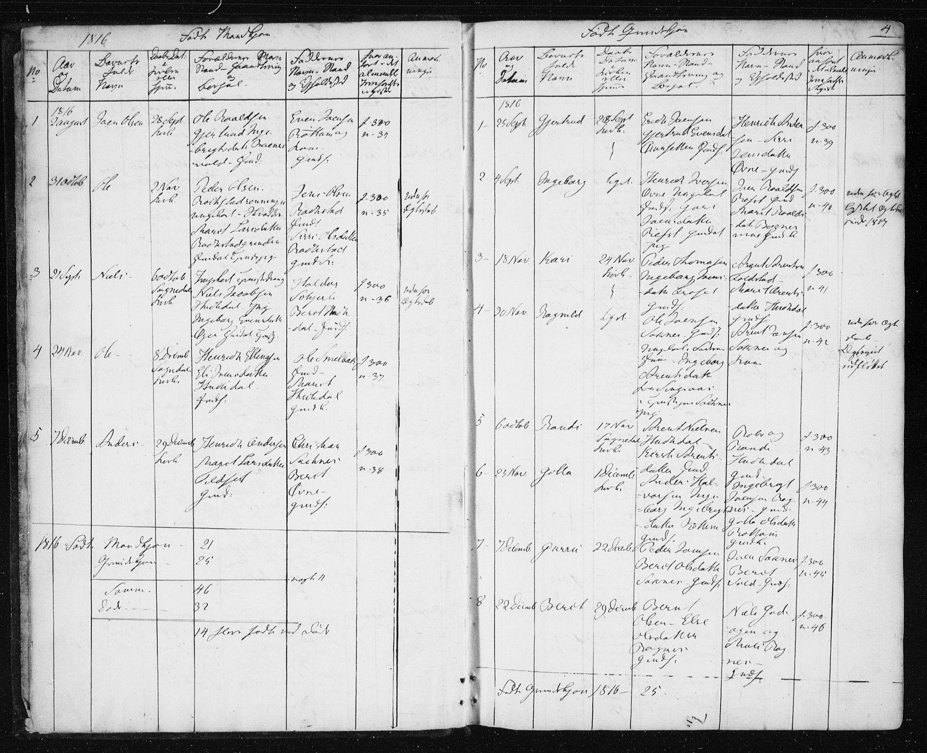 Ministerialprotokoller, klokkerbøker og fødselsregistre - Sør-Trøndelag, SAT/A-1456/687/L1017: Parish register (copy) no. 687C01, 1816-1837, p. 4