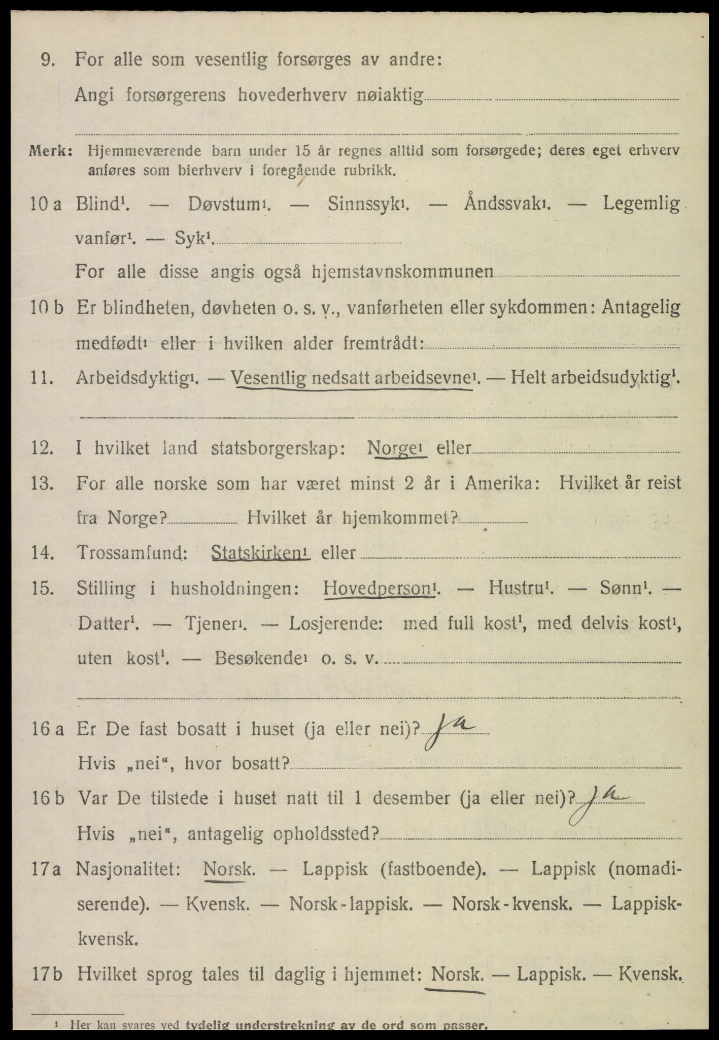 SAT, 1920 census for Snåsa, 1920, p. 3381