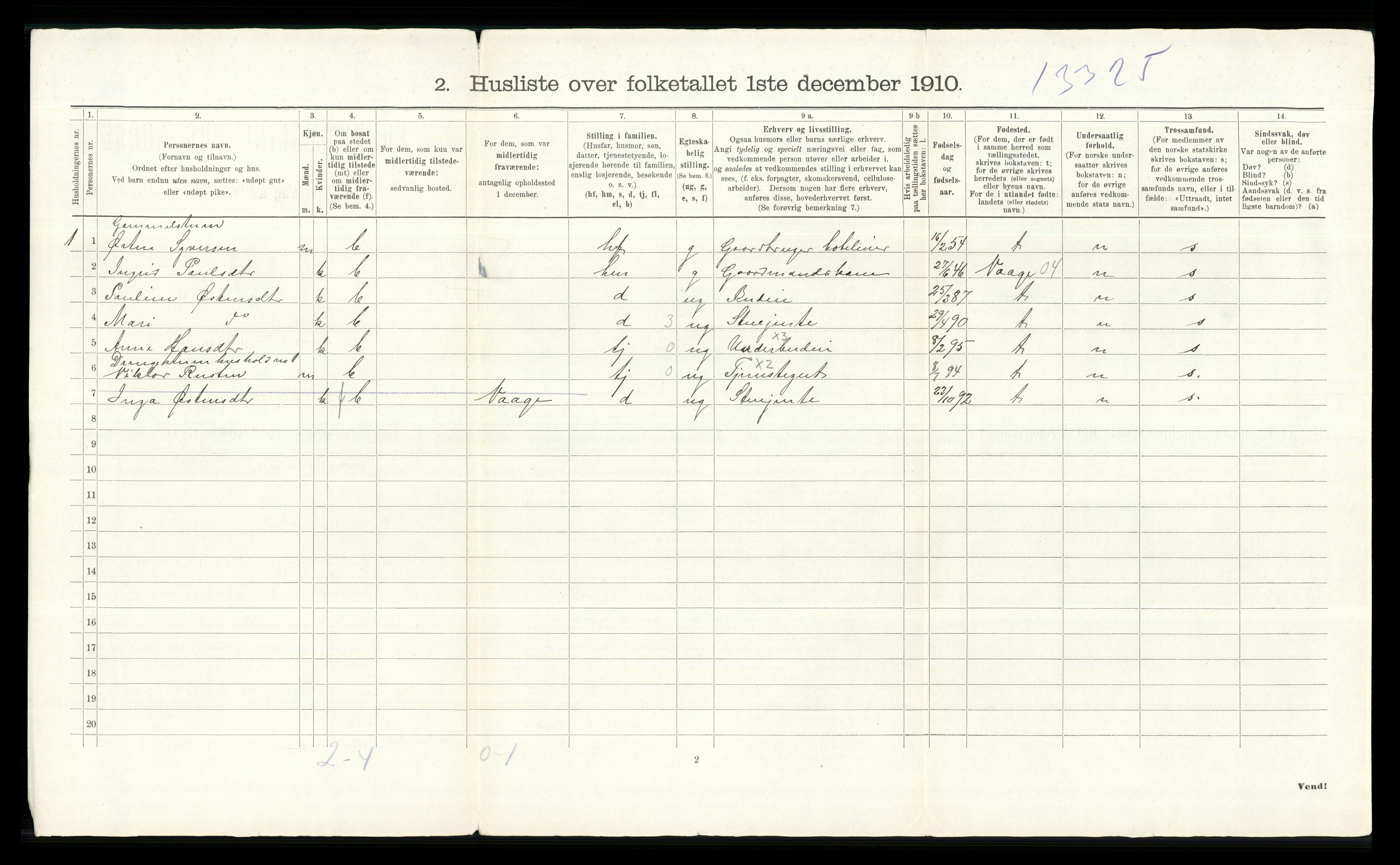 RA, 1910 census for Heidal, 1910, p. 26