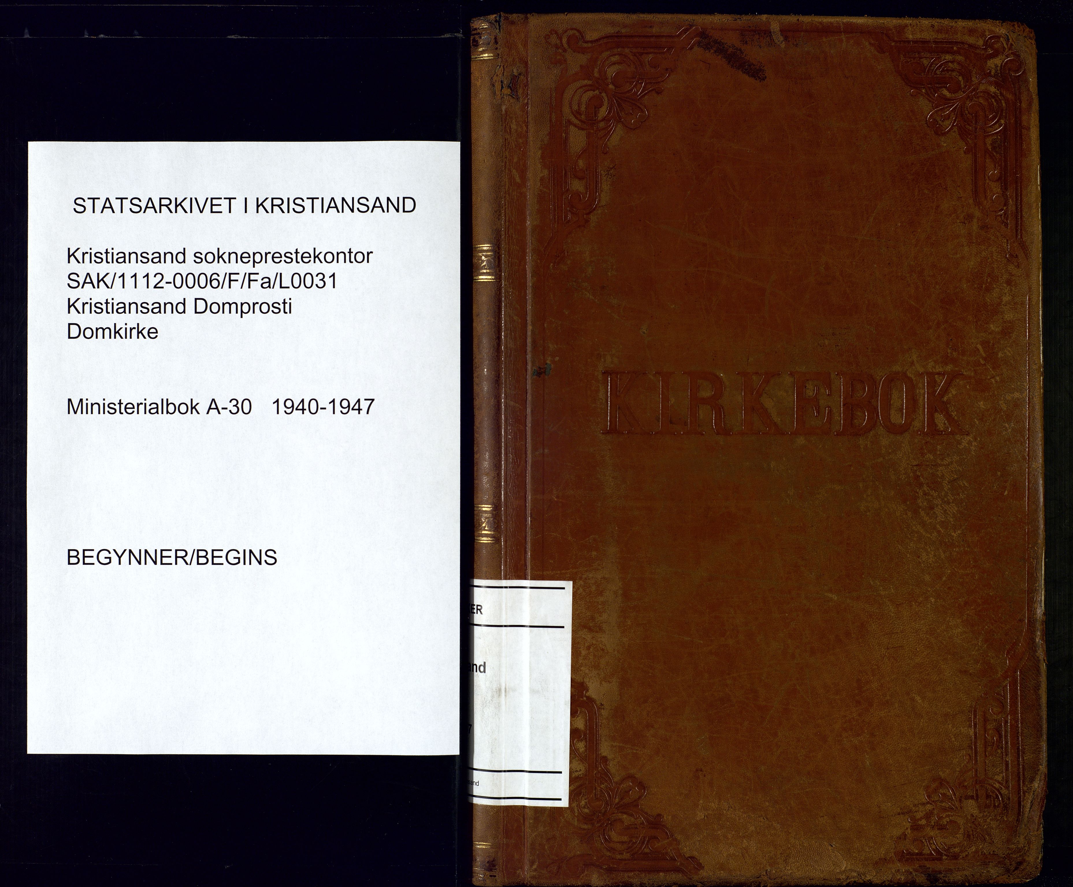 Kristiansand domprosti, SAK/1112-0006/F/Fa/L0031: Parish register (official) no. A-30, 1940-1947