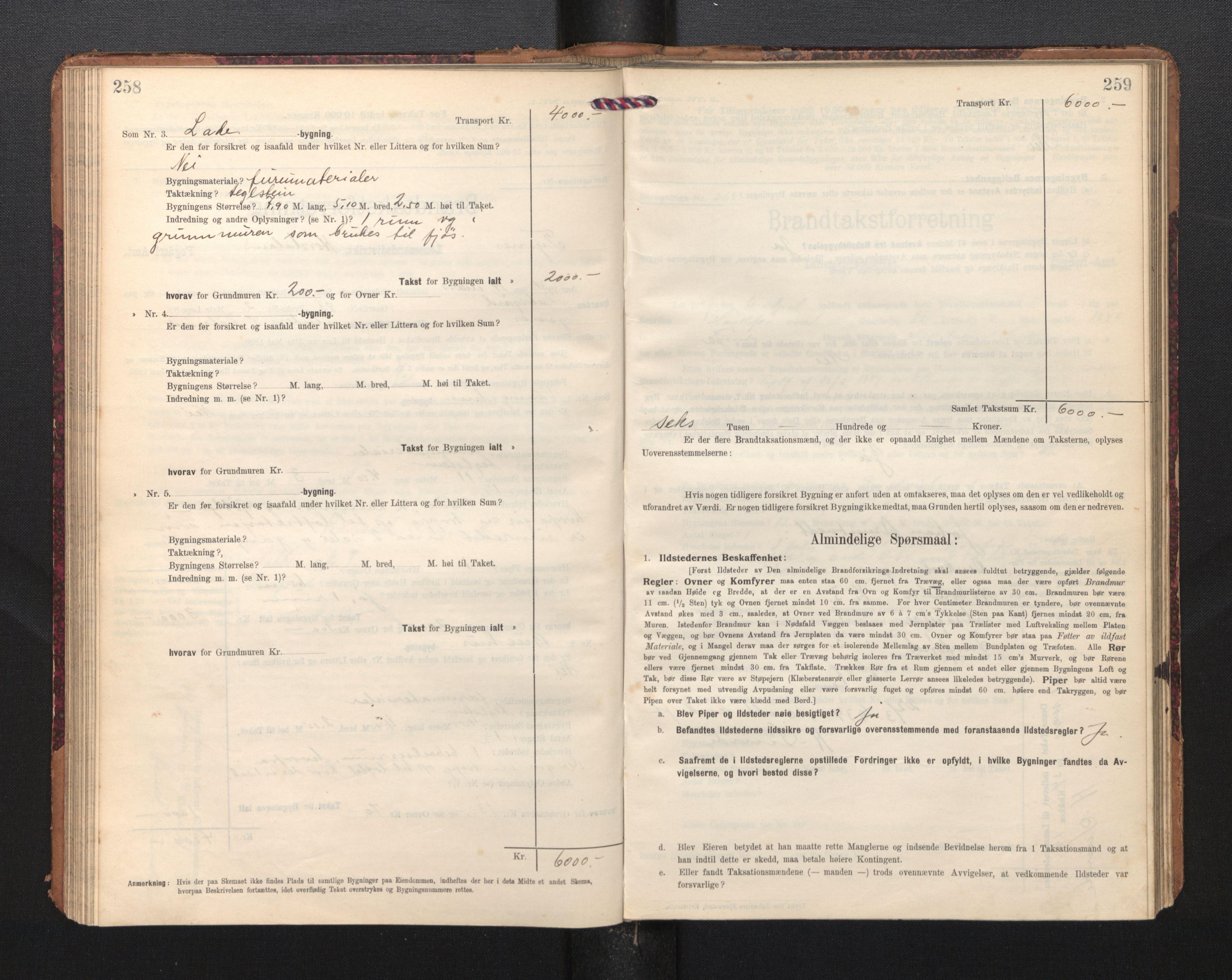 Lensmannen i Tysnes, SAB/A-35401/0012/L0005: Branntakstprotokoll, skjematakst, 1909-1934, p. 258-259