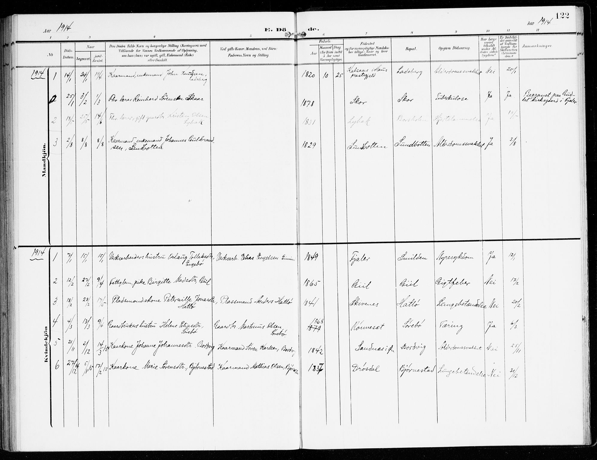 Hyllestad sokneprestembete, AV/SAB-A-80401: Parish register (official) no. D 2, 1905-1919, p. 122