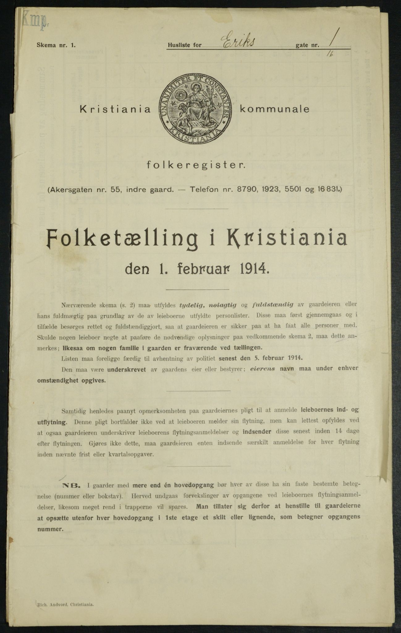 OBA, Municipal Census 1914 for Kristiania, 1914, p. 19729