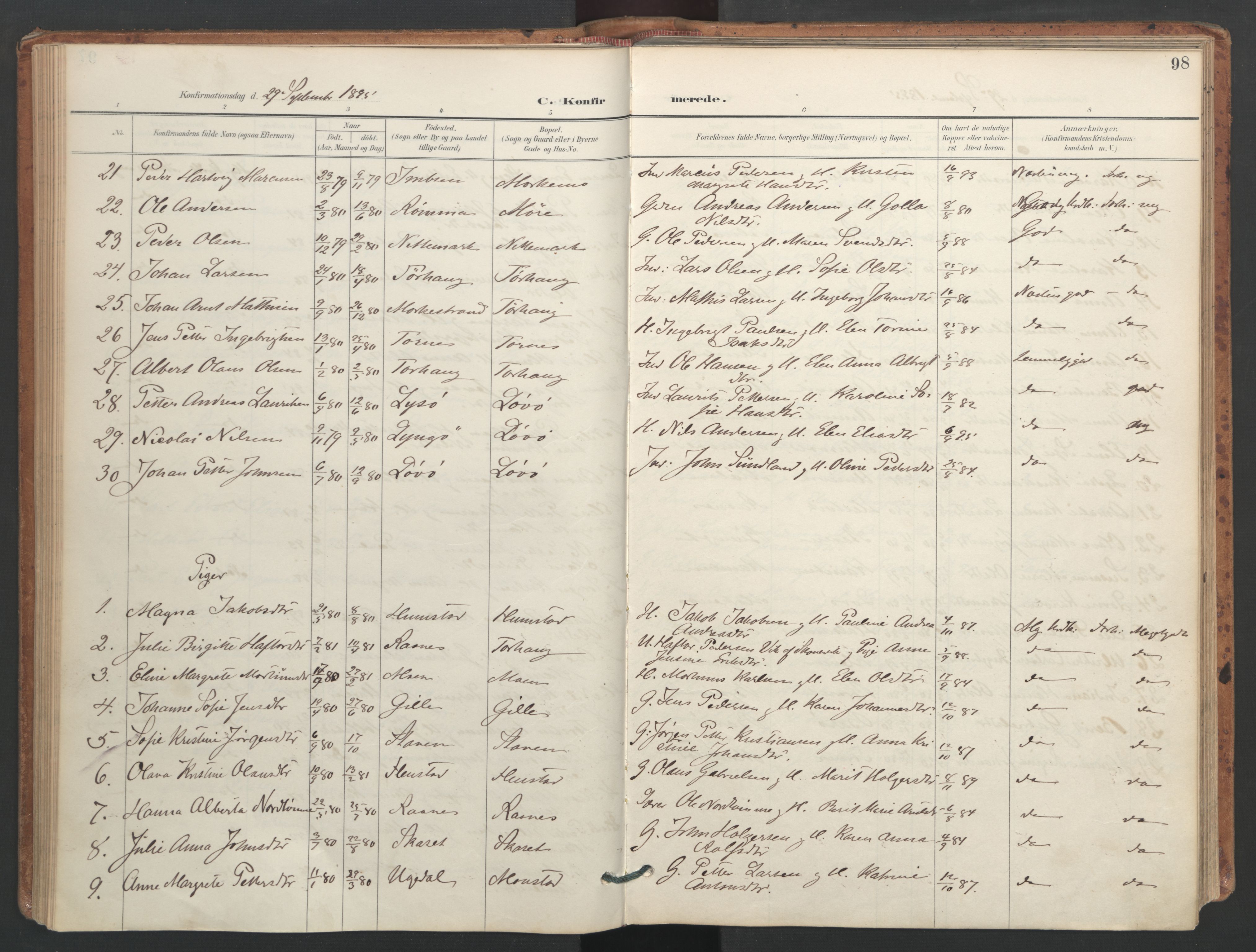 Ministerialprotokoller, klokkerbøker og fødselsregistre - Sør-Trøndelag, SAT/A-1456/655/L0681: Parish register (official) no. 655A10, 1895-1907, p. 98