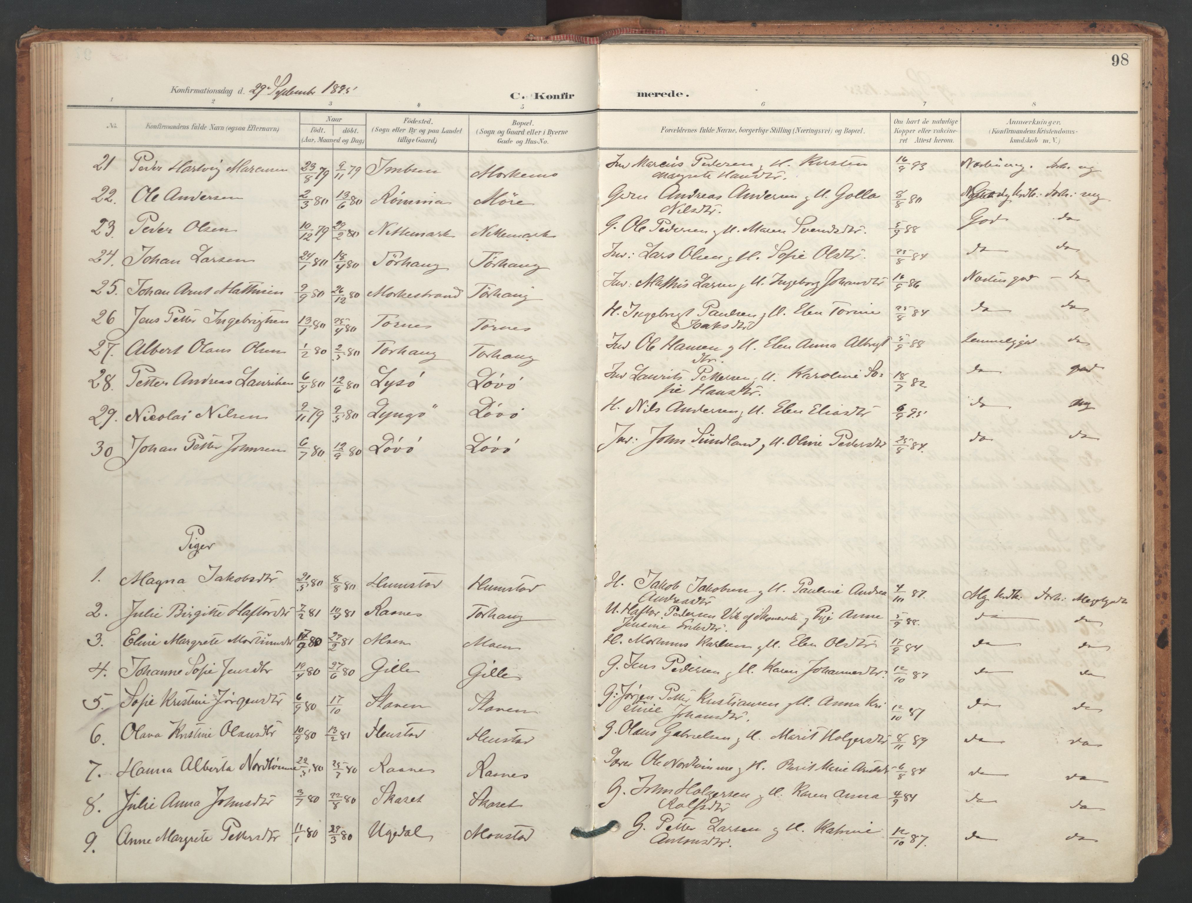 Ministerialprotokoller, klokkerbøker og fødselsregistre - Sør-Trøndelag, AV/SAT-A-1456/655/L0681: Parish register (official) no. 655A10, 1895-1907, p. 98