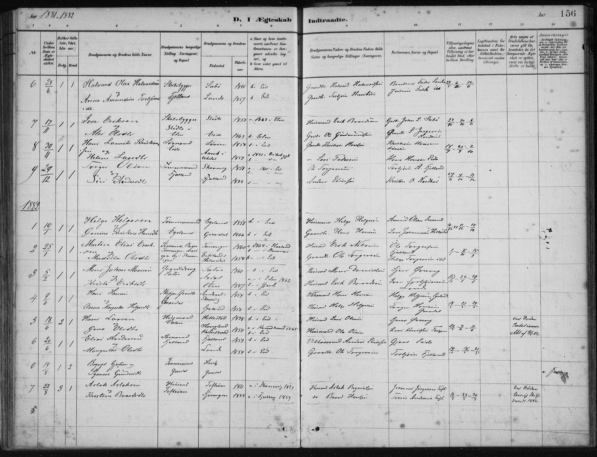 Fjelberg sokneprestembete, SAB/A-75201/H/Haa: Parish register (official) no. C  1, 1879-1918, p. 156