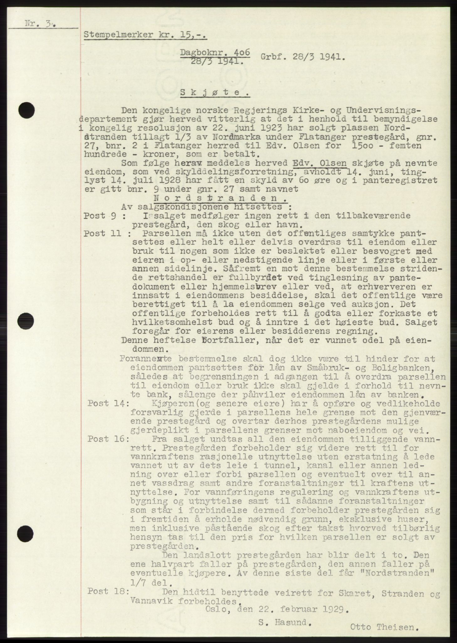 Namdal sorenskriveri, SAT/A-4133/1/2/2C: Mortgage book no. -, 1940-1941, Deed date: 28.03.1941