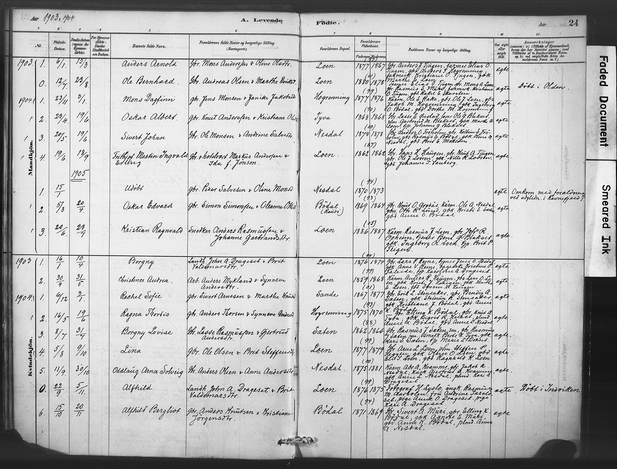 Stryn Sokneprestembete, AV/SAB-A-82501: Parish register (official) no. C 1, 1878-1907, p. 24