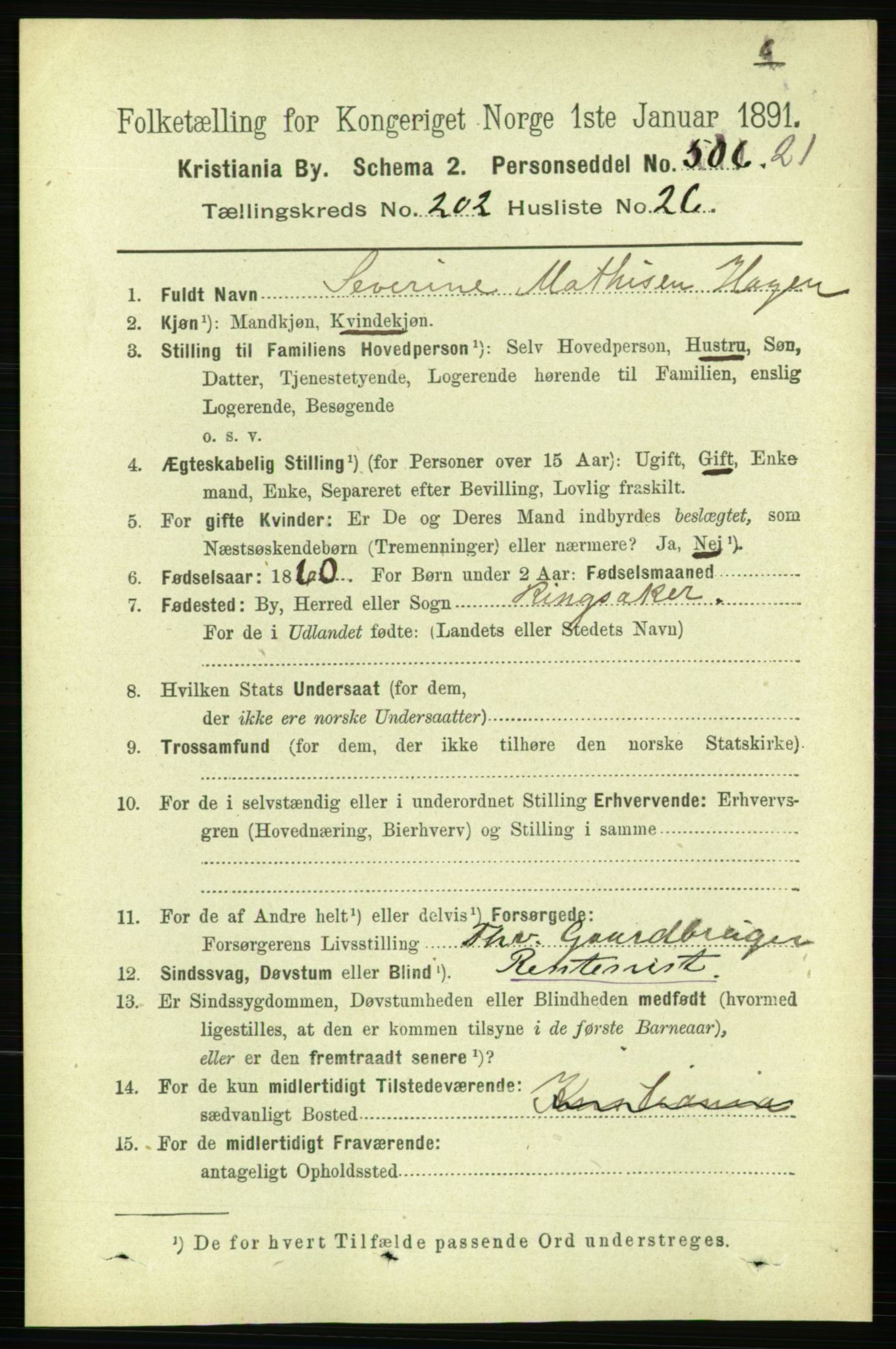 RA, 1891 census for 0301 Kristiania, 1891, p. 122034