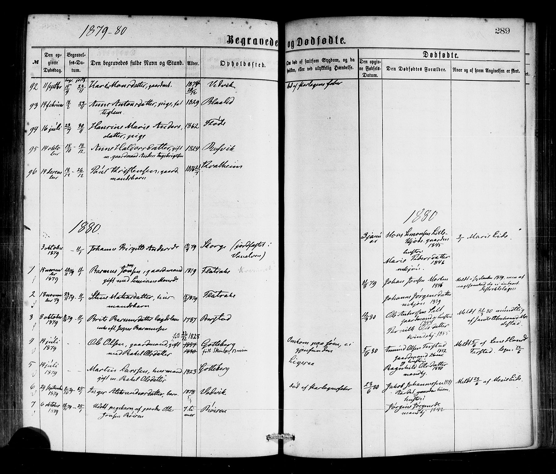 Selje sokneprestembete, SAB/A-99938/H/Ha/Haa/Haaa: Parish register (official) no. A 12, 1870-1880, p. 289