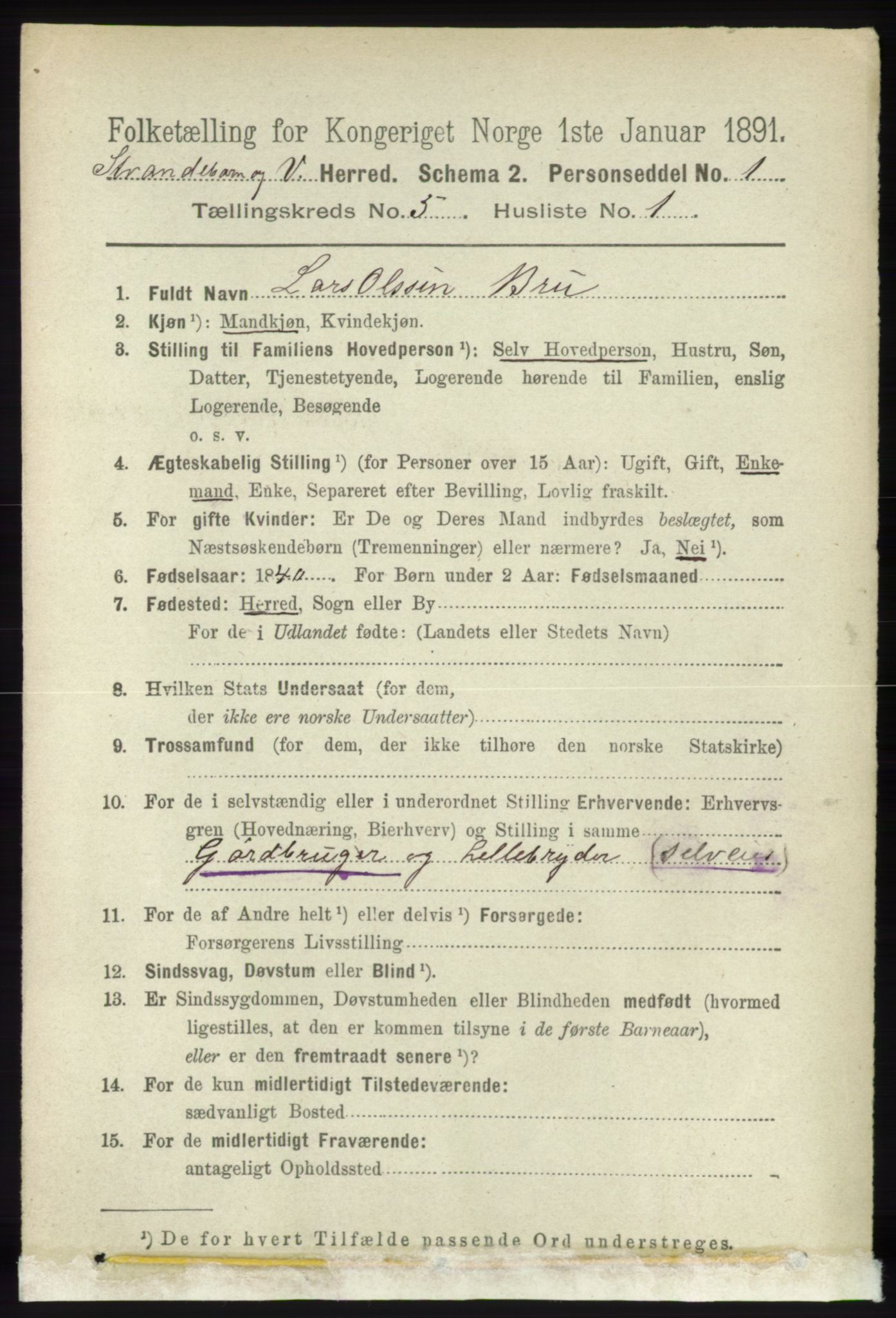 RA, 1891 census for 1226 Strandebarm og Varaldsøy, 1891, p. 1887