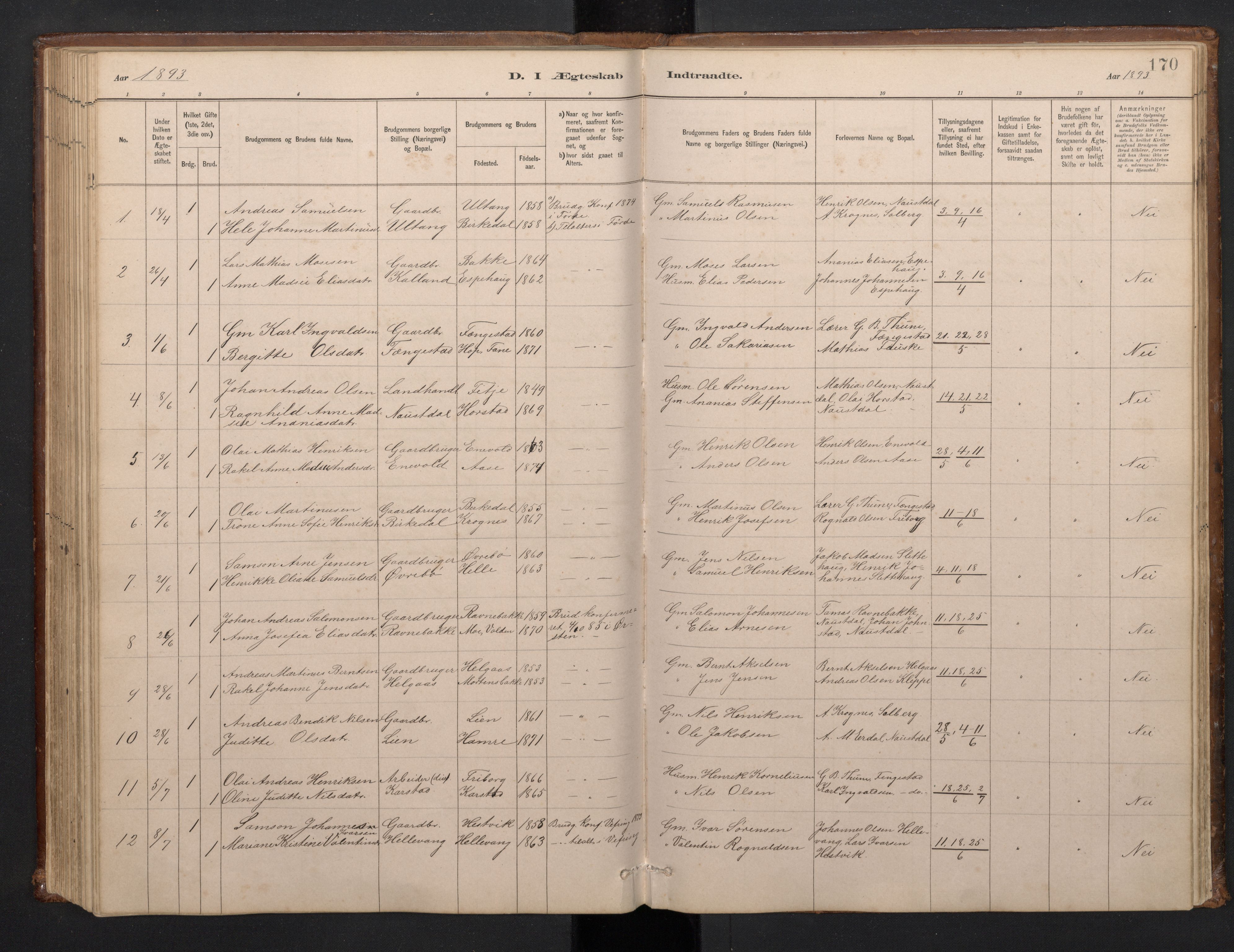 Førde sokneprestembete, SAB/A-79901/H/Hab/Habd/L0003: Parish register (copy) no. D 3, 1881-1897, p. 169b-170a