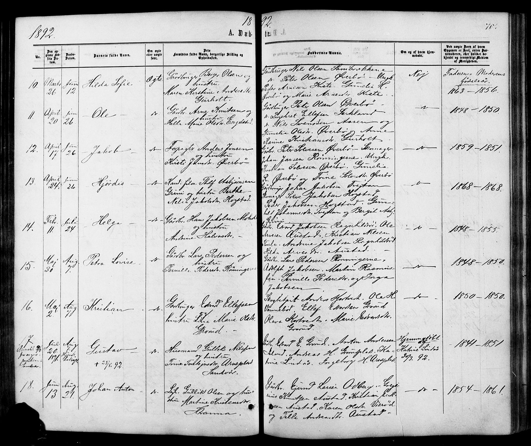 Siljan kirkebøker, SAKO/A-300/G/Ga/L0002: Parish register (copy) no. 2, 1864-1908, p. 70