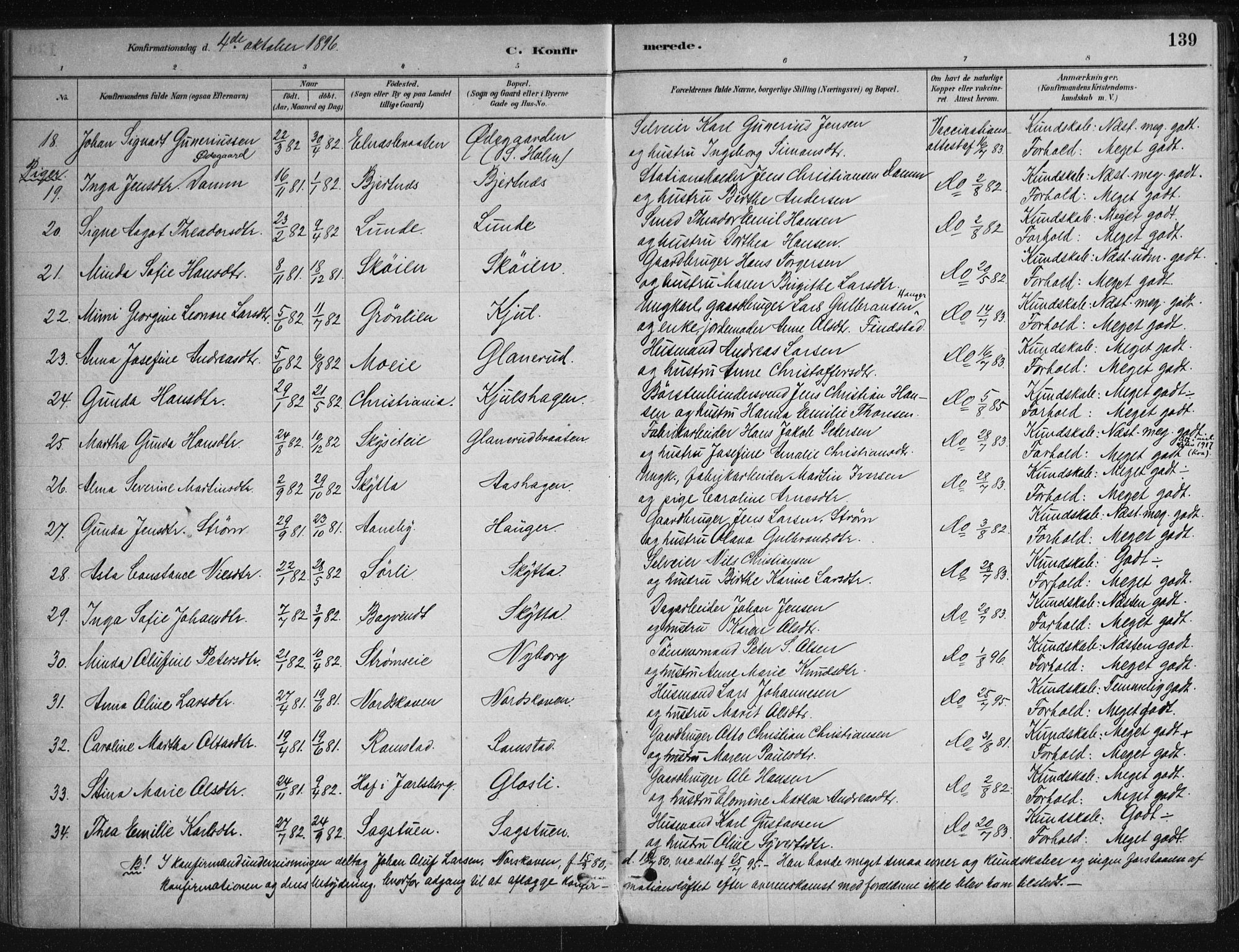 Nittedal prestekontor Kirkebøker, SAO/A-10365a/F/Fa/L0007: Parish register (official) no. I 7, 1879-1901, p. 139