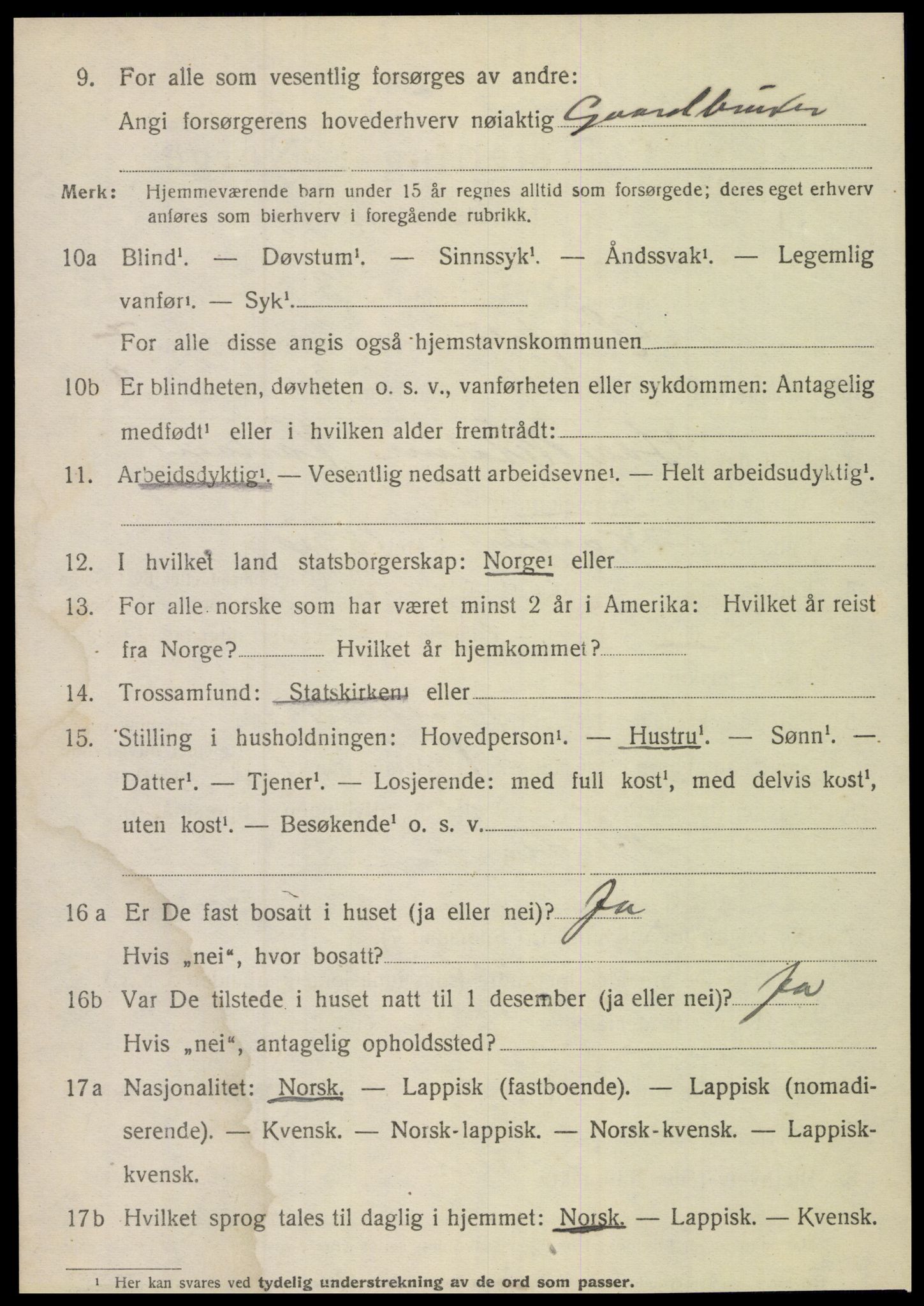 SAT, 1920 census for Sørfold, 1920, p. 4086