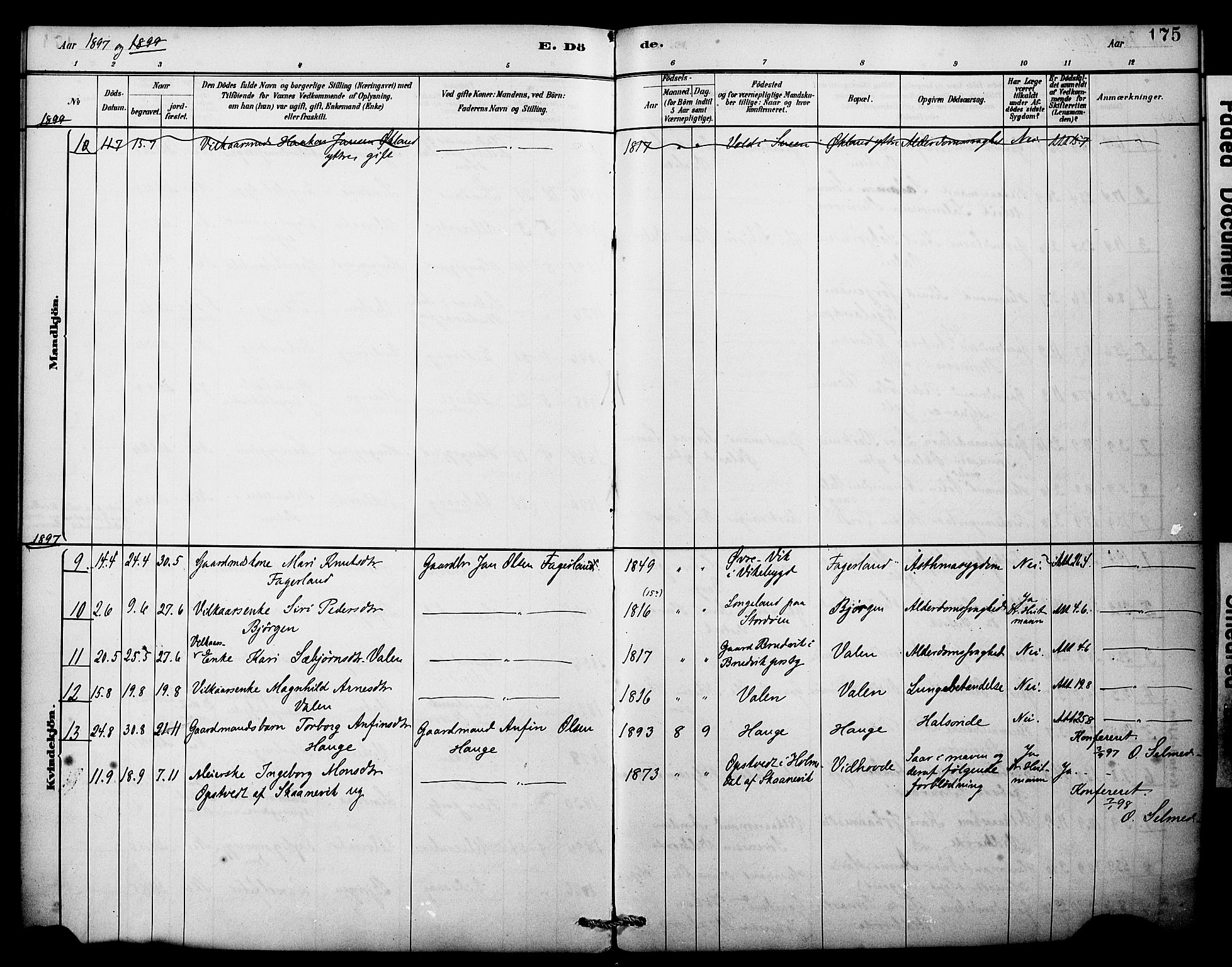Sveio Sokneprestembete, SAB/A-78501/H/Haa: Parish register (official) no. C 2, 1881-1899, p. 175