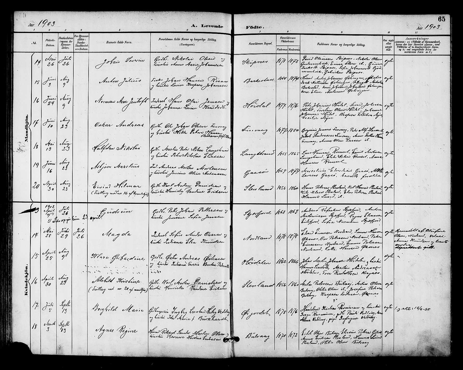 Ministerialprotokoller, klokkerbøker og fødselsregistre - Nordland, SAT/A-1459/893/L1338: Parish register (official) no. 893A10, 1894-1903, p. 65