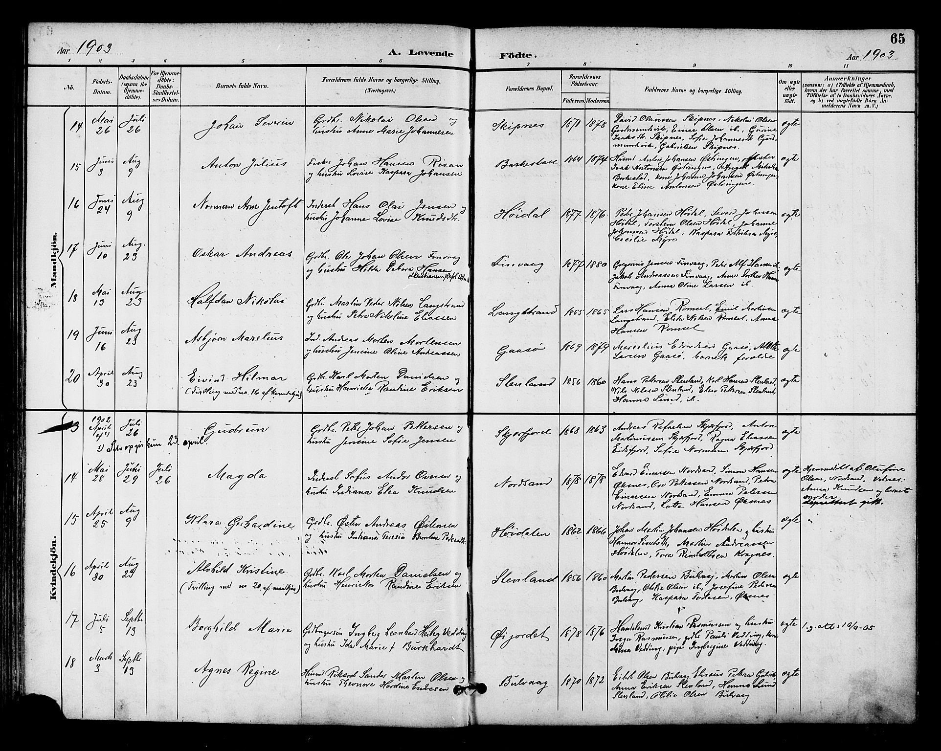 Ministerialprotokoller, klokkerbøker og fødselsregistre - Nordland, AV/SAT-A-1459/893/L1338: Parish register (official) no. 893A10, 1894-1903, p. 65