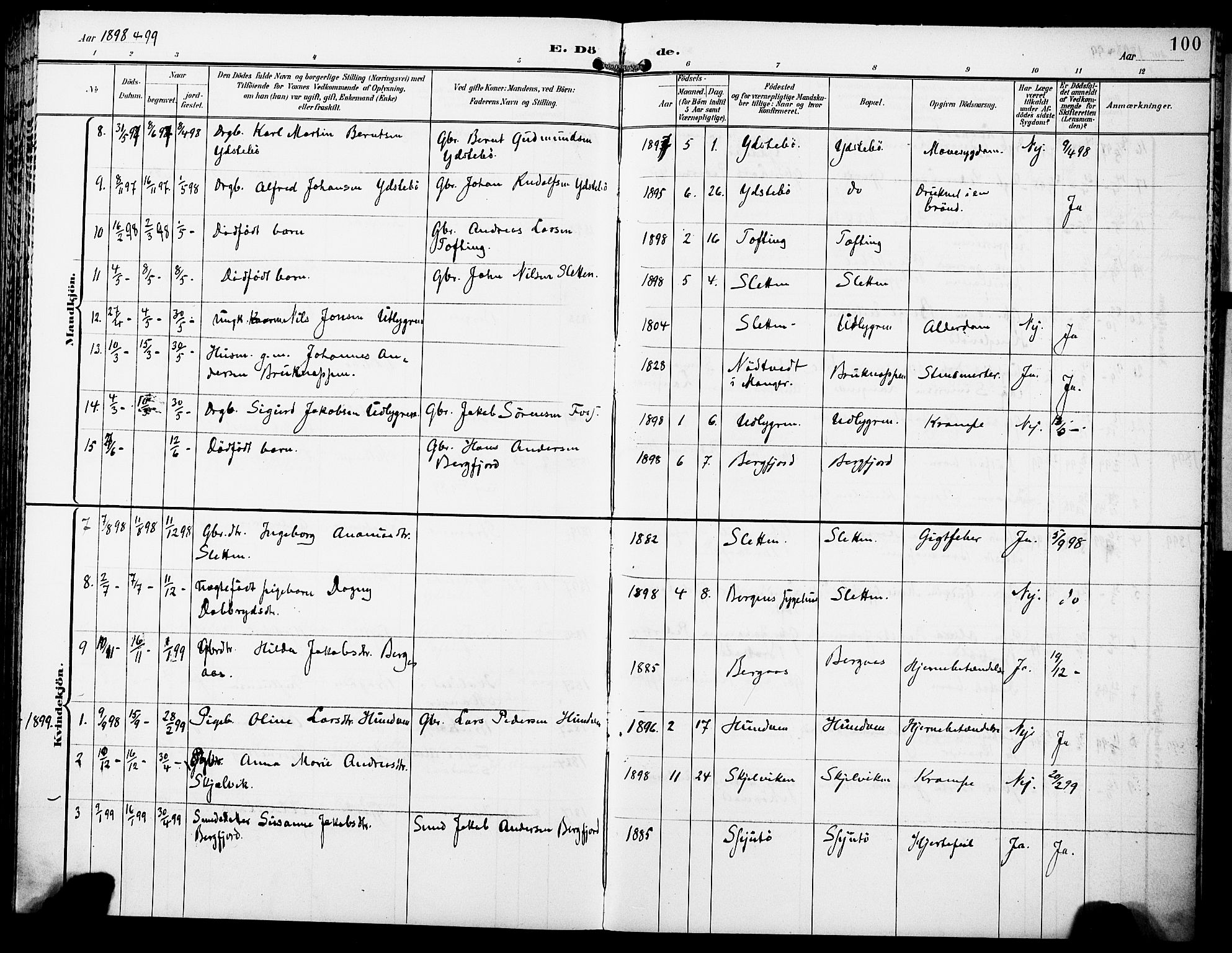 Lindås Sokneprestembete, AV/SAB-A-76701/H/Haa/Haae/L0002: Parish register (official) no. E 2, 1897-1912, p. 100