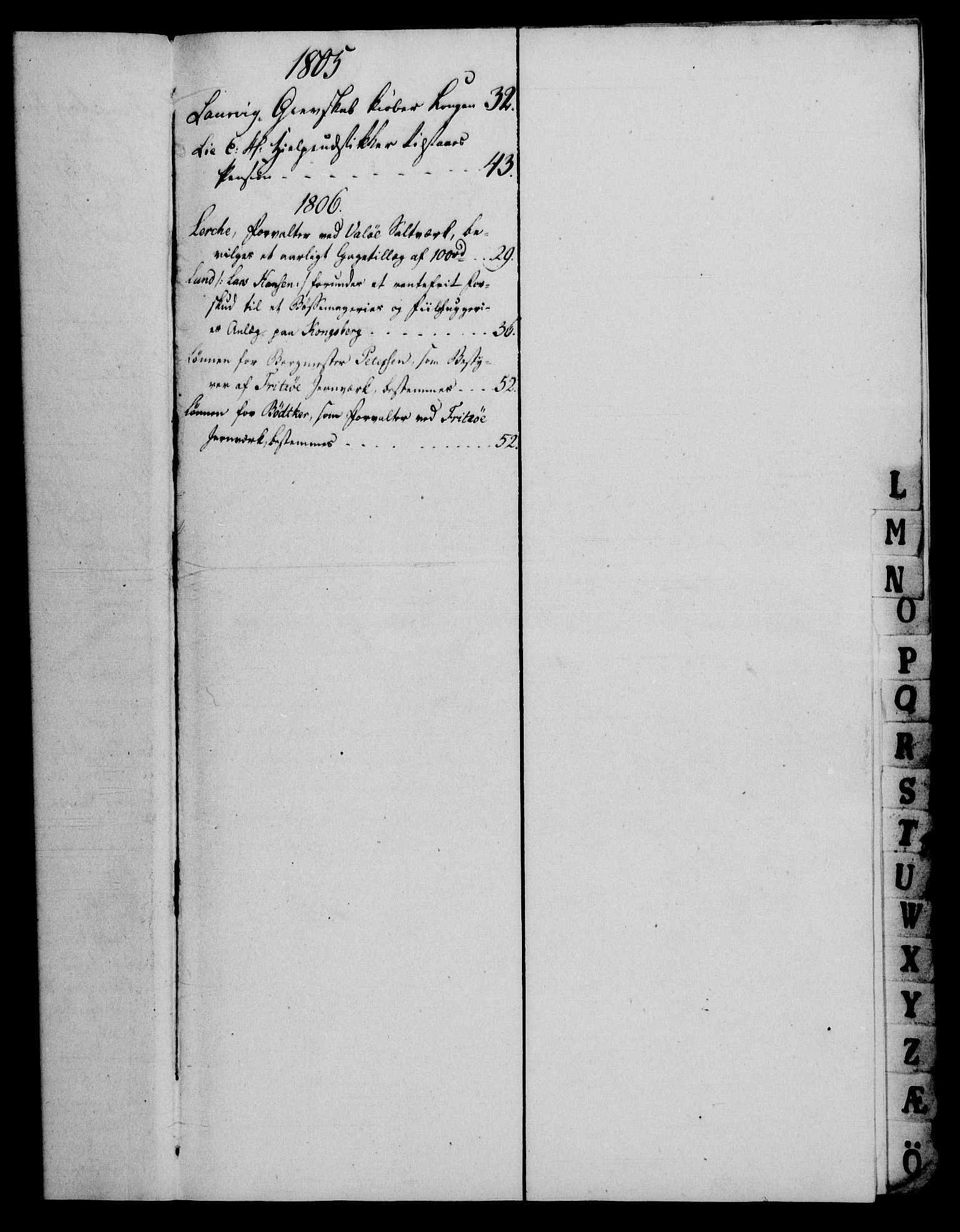 Rentekammeret, Renteskriverkontorene, RA/EA-3115/M/Mf/Mfb/L0007: Relasjons- og resolusjonsprotokoll med register (merket RK 54.13), 1805-1806