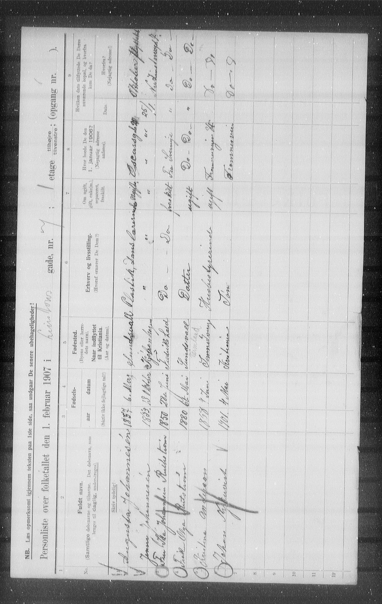 OBA, Municipal Census 1907 for Kristiania, 1907, p. 29746