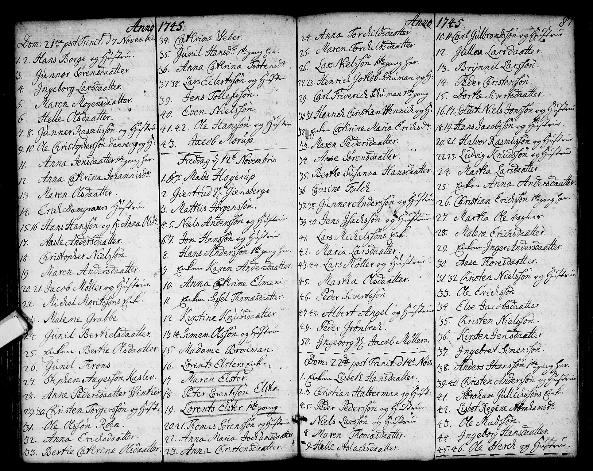 Strømsø kirkebøker, SAKO/A-246/F/Fa/L0006: Parish register (official) no. I 6, 1740-1747, p. 87