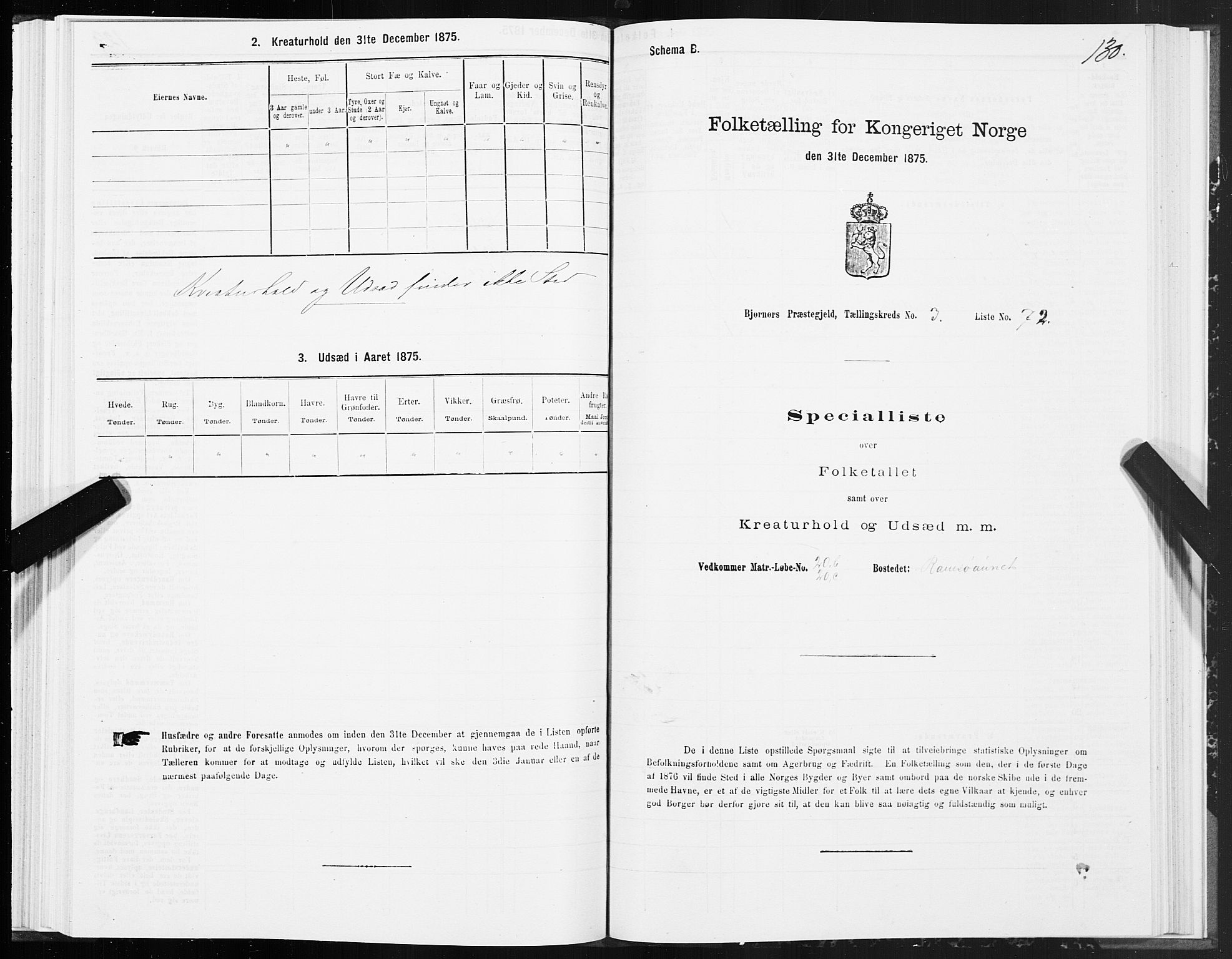 SAT, 1875 census for 1632P Bjørnør, 1875, p. 2130