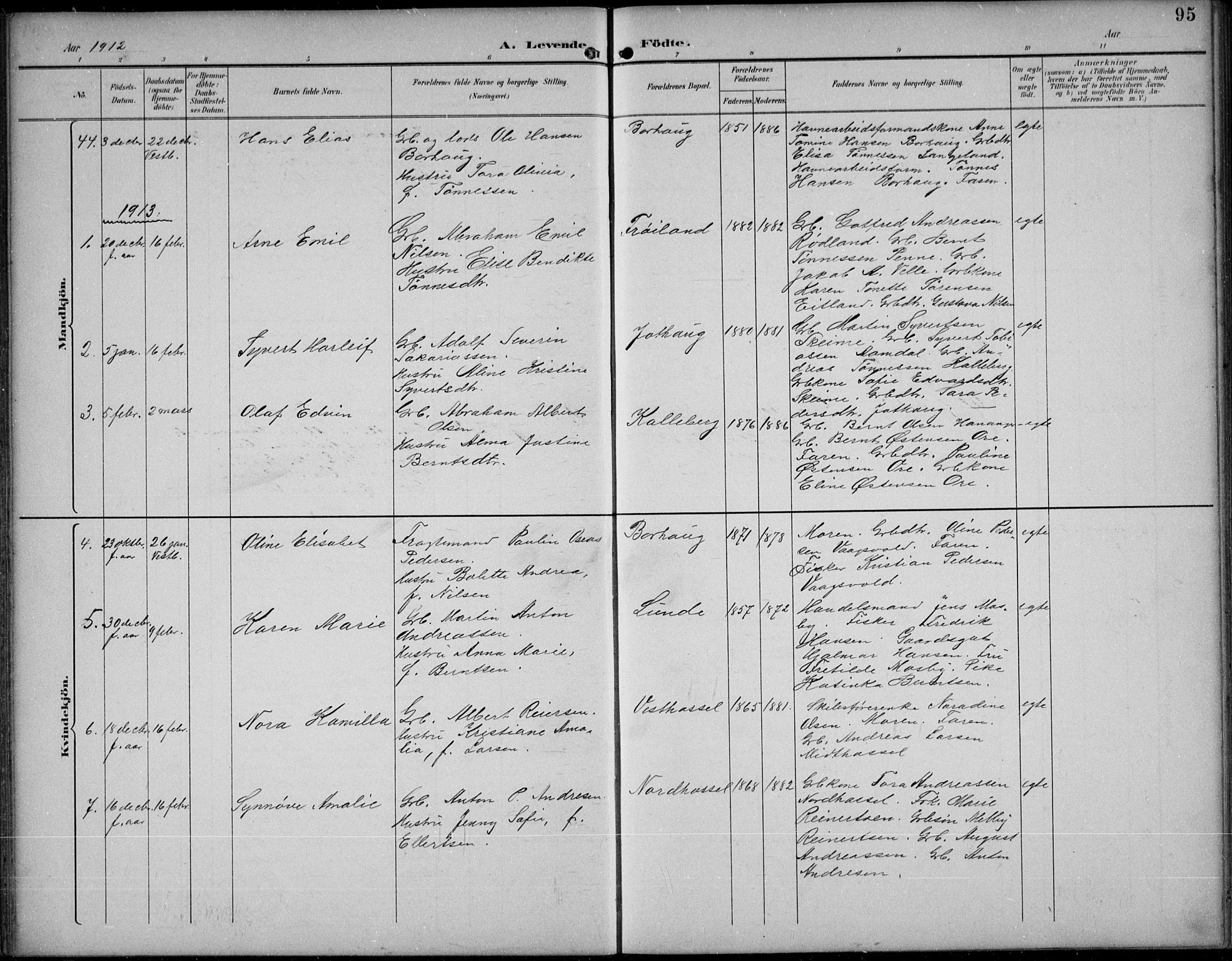 Lista sokneprestkontor, AV/SAK-1111-0027/F/Fb/L0005: Parish register (copy) no. B 5, 1892-1923, p. 95