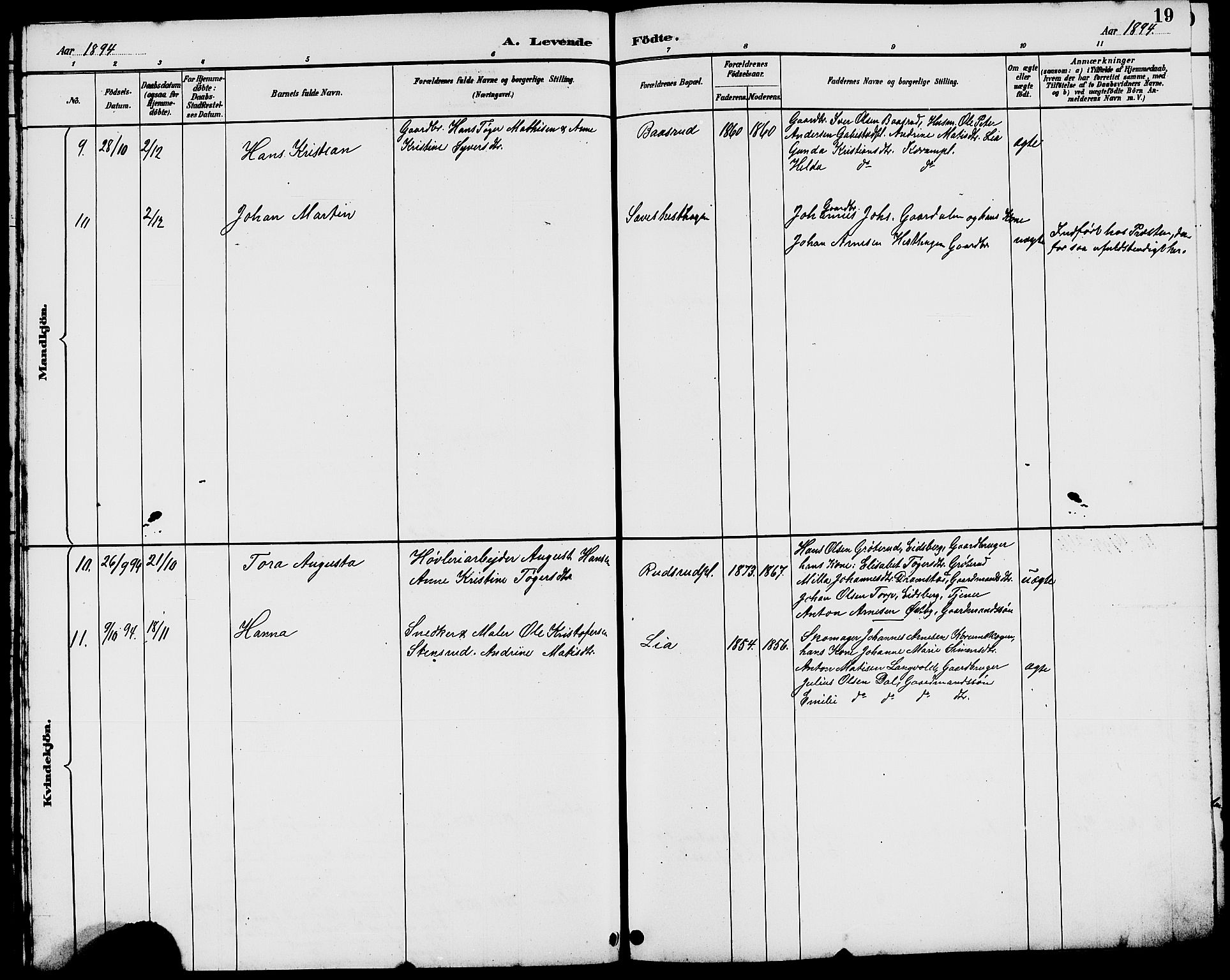 Rakkestad prestekontor Kirkebøker, AV/SAO-A-2008/G/Gc/L0001: Parish register (copy) no. III 1, 1887-1908, p. 19