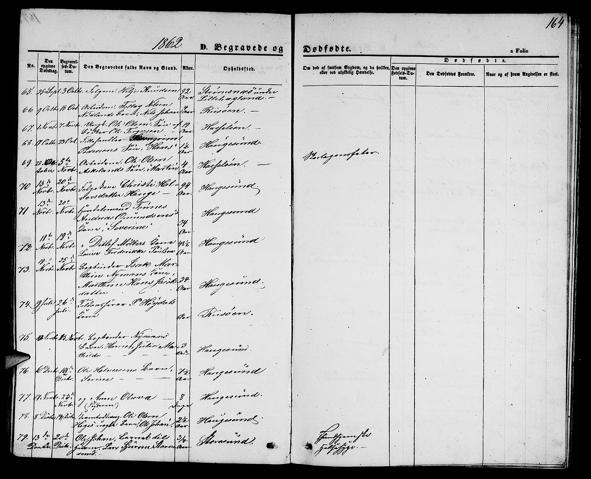 Torvastad sokneprestkontor, AV/SAST-A -101857/H/Ha/Hab/L0006: Parish register (copy) no. B 6, 1858-1867, p. 164