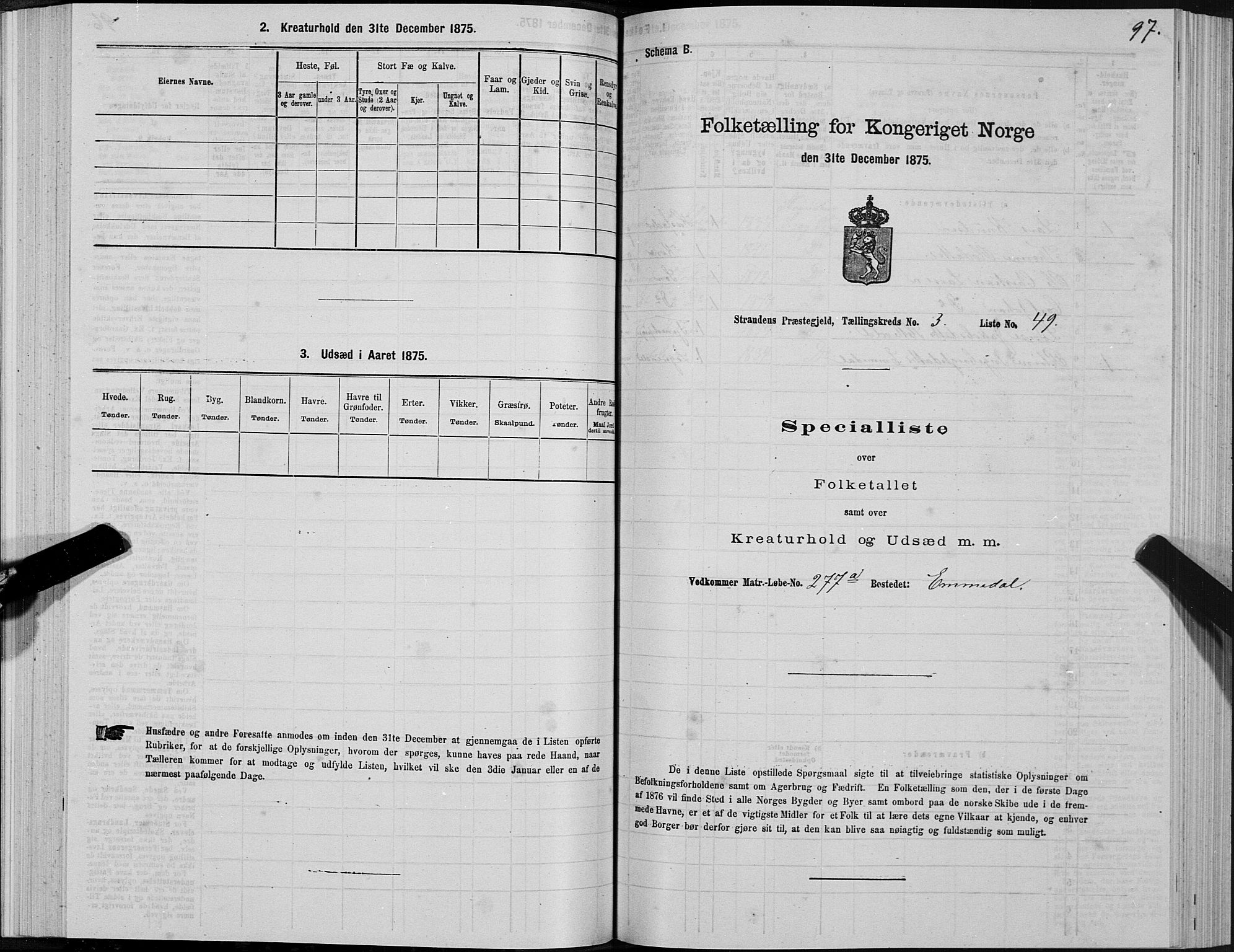 SAT, 1875 census for 1525P Stranda, 1875, p. 2097