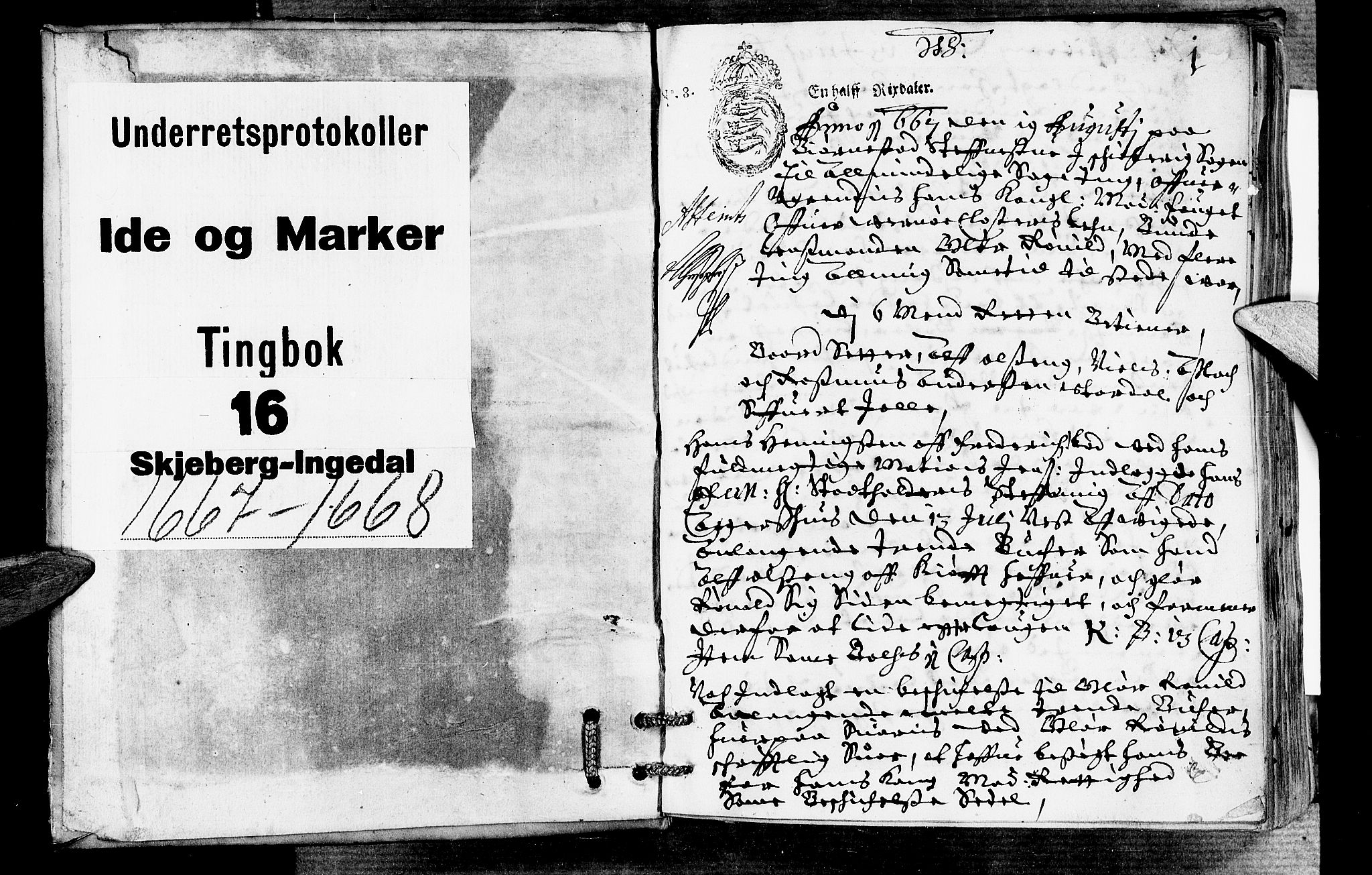 Idd og Marker sorenskriveri, SAO/A-10283/F/Fb/L0005: Tingbok, 1667-1668, p. 0b-1a