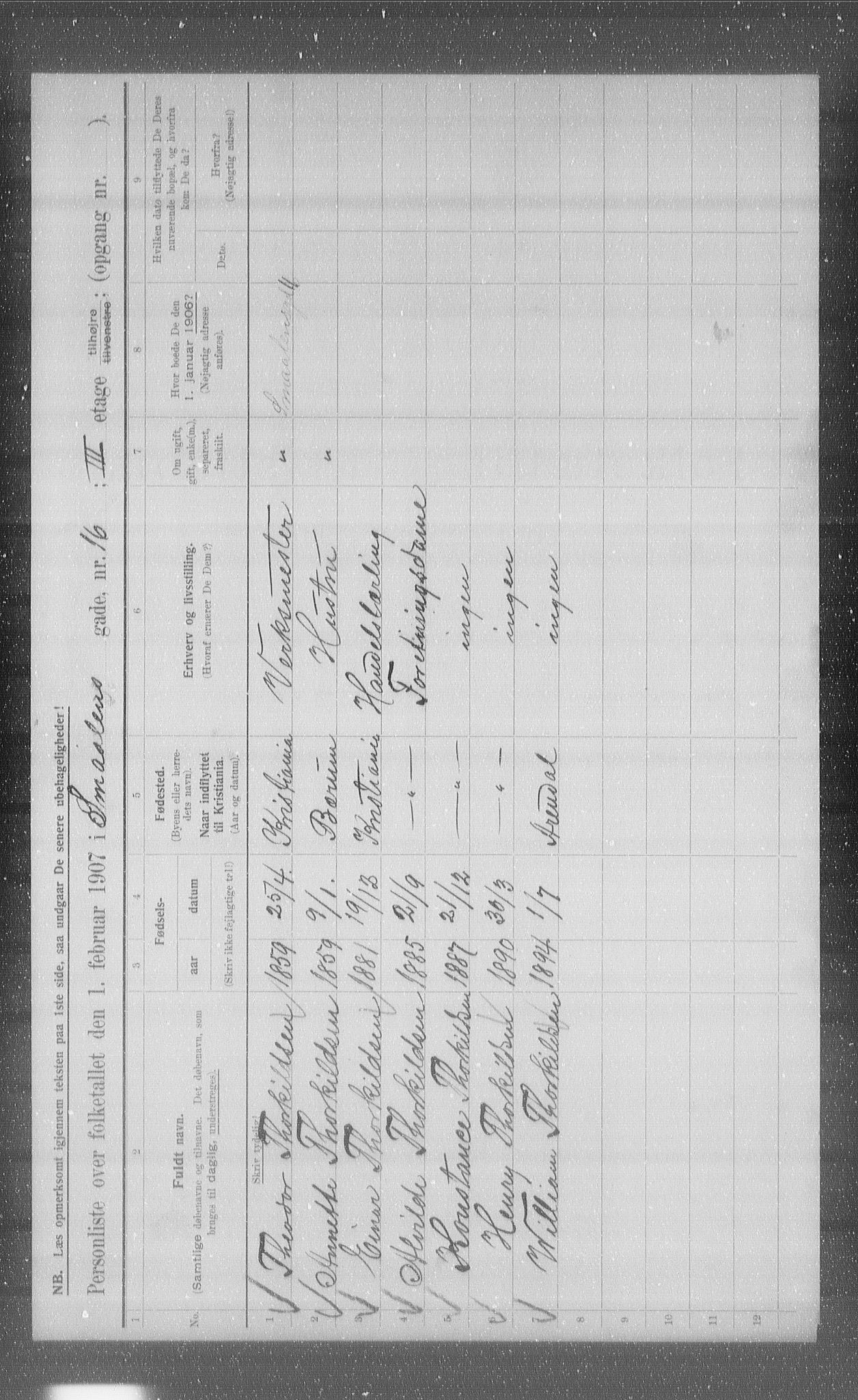 OBA, Municipal Census 1907 for Kristiania, 1907, p. 49975