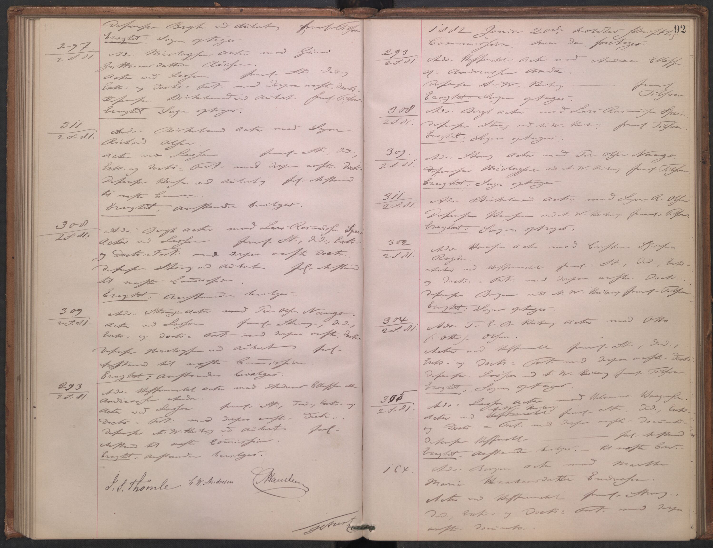 Høyesterett, AV/RA-S-1002/E/Ef/L0014: Protokoll over saker som gikk til skriftlig behandling, 1879-1884, p. 91b-92a