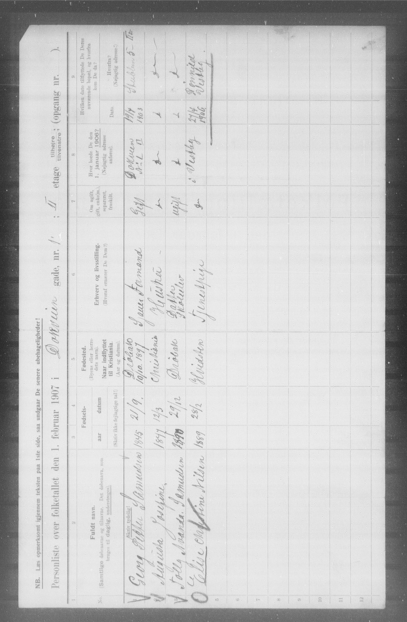 OBA, Municipal Census 1907 for Kristiania, 1907, p. 8045