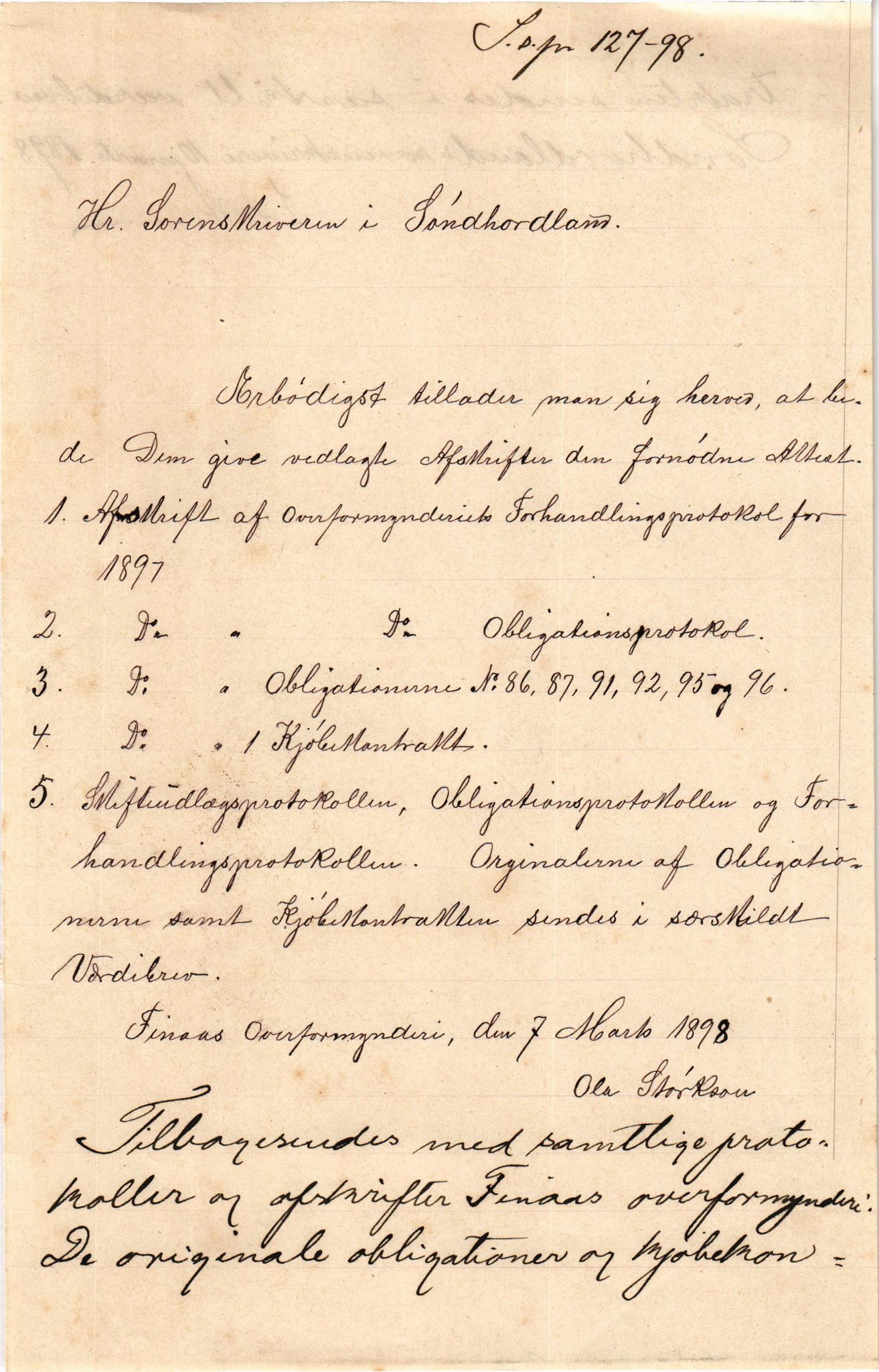 Finnaas kommune. Overformynderiet, IKAH/1218a-812/D/Da/Daa/L0002/0001: Kronologisk ordna korrespondanse / Kronologisk ordna korrespondanse, 1896-1900, p. 117