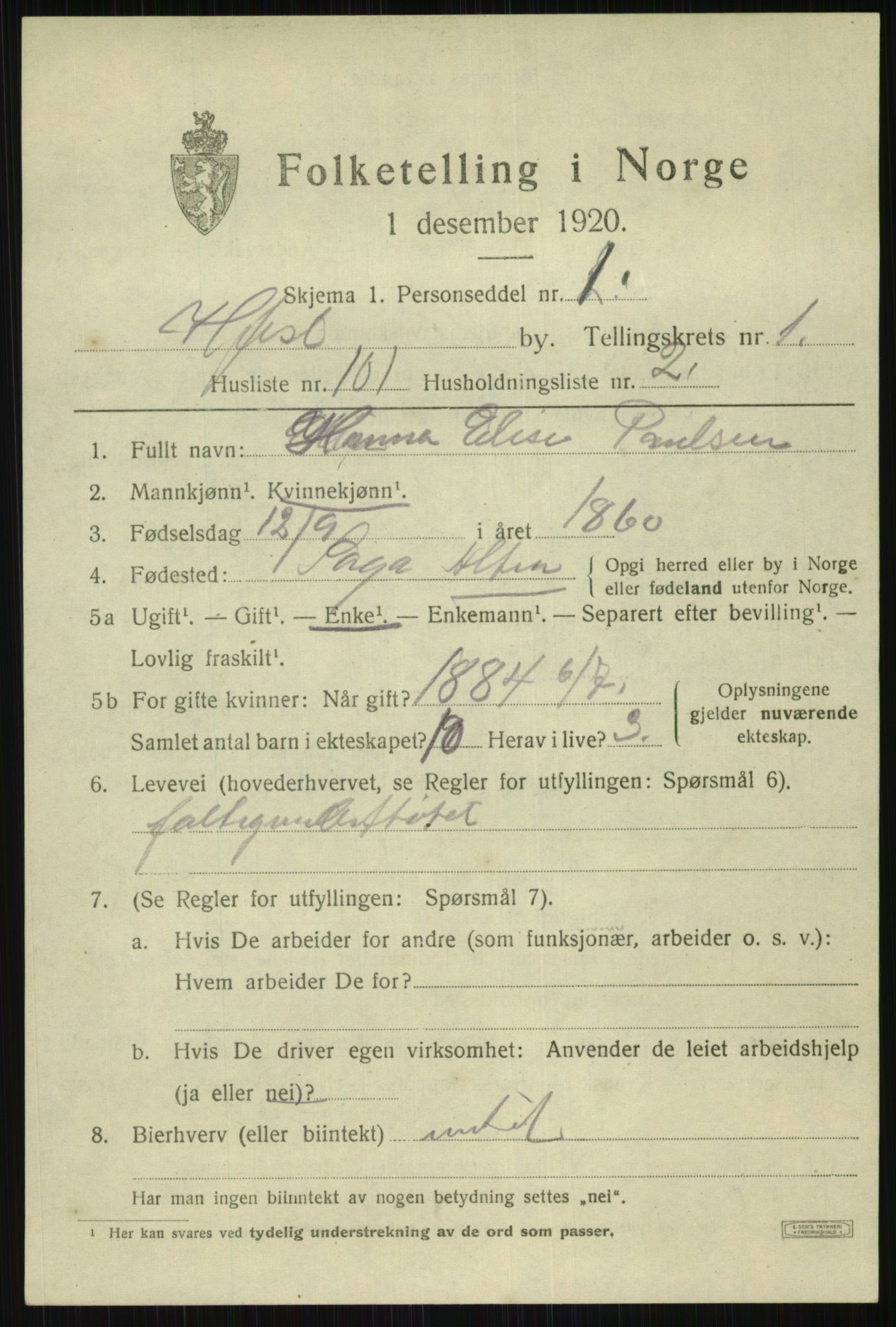 SATØ, 1920 census for Hammerfest, 1920, p. 3972