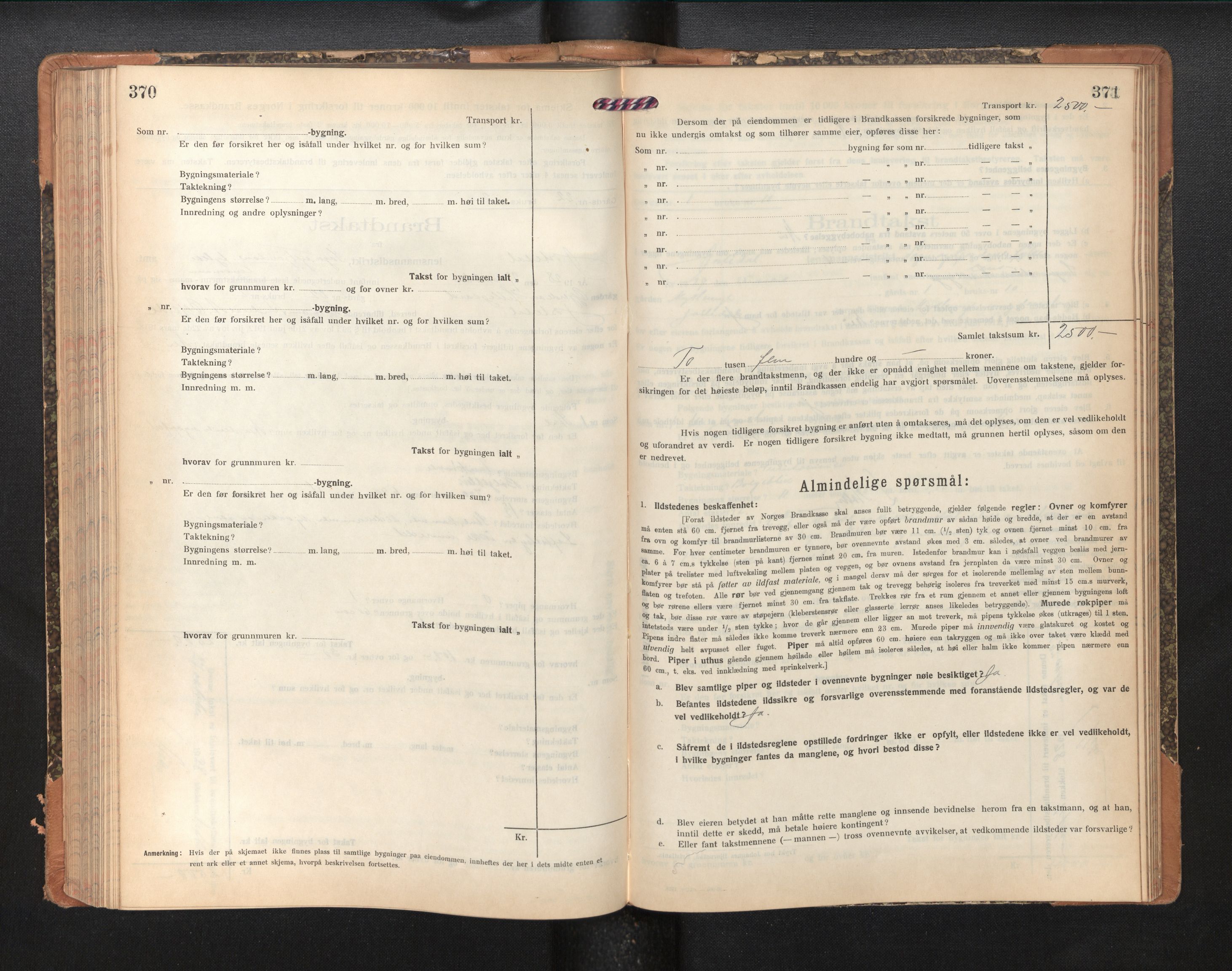 Lensmannen i Jostedal, SAB/A-28601/0012/L0005: Branntakstprotokoll, skjematakst, 1921-1935, p. 370-371