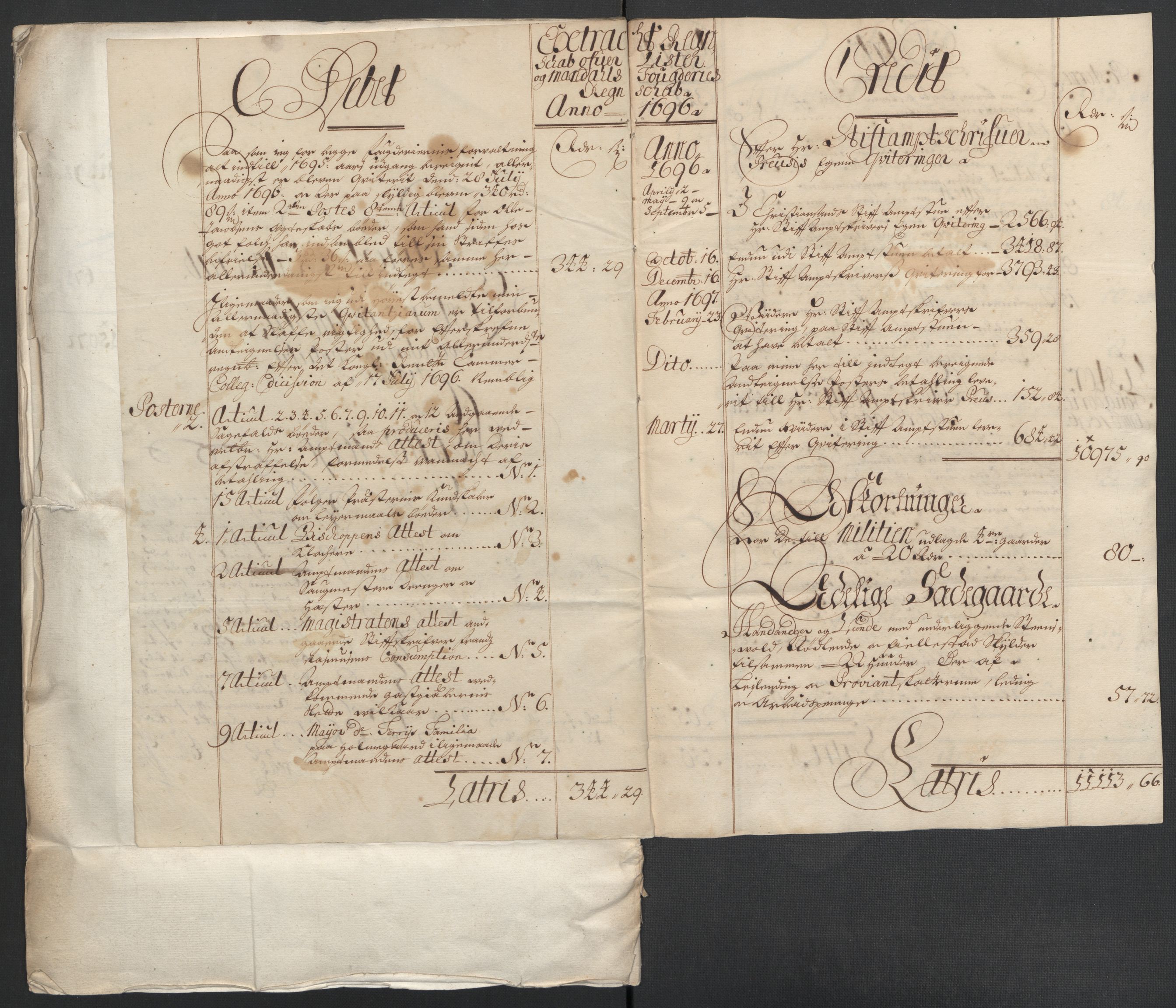 Rentekammeret inntil 1814, Reviderte regnskaper, Fogderegnskap, AV/RA-EA-4092/R43/L2546: Fogderegnskap Lista og Mandal, 1696-1697, p. 14