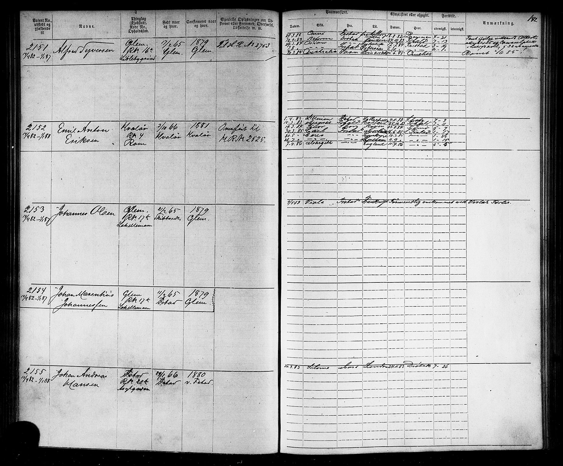 Fredrikstad mønstringskontor, AV/SAO-A-10569b/F/Fc/Fca/L0004: Annotasjonsrulle, 1885-1893, p. 145