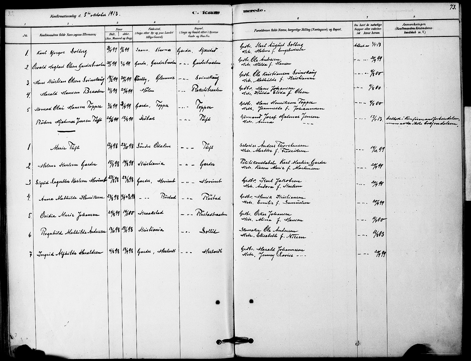 Vestby prestekontor Kirkebøker, SAO/A-10893/F/Fa/L0011: Parish register (official) no. I 11, 1878-1913, p. 73