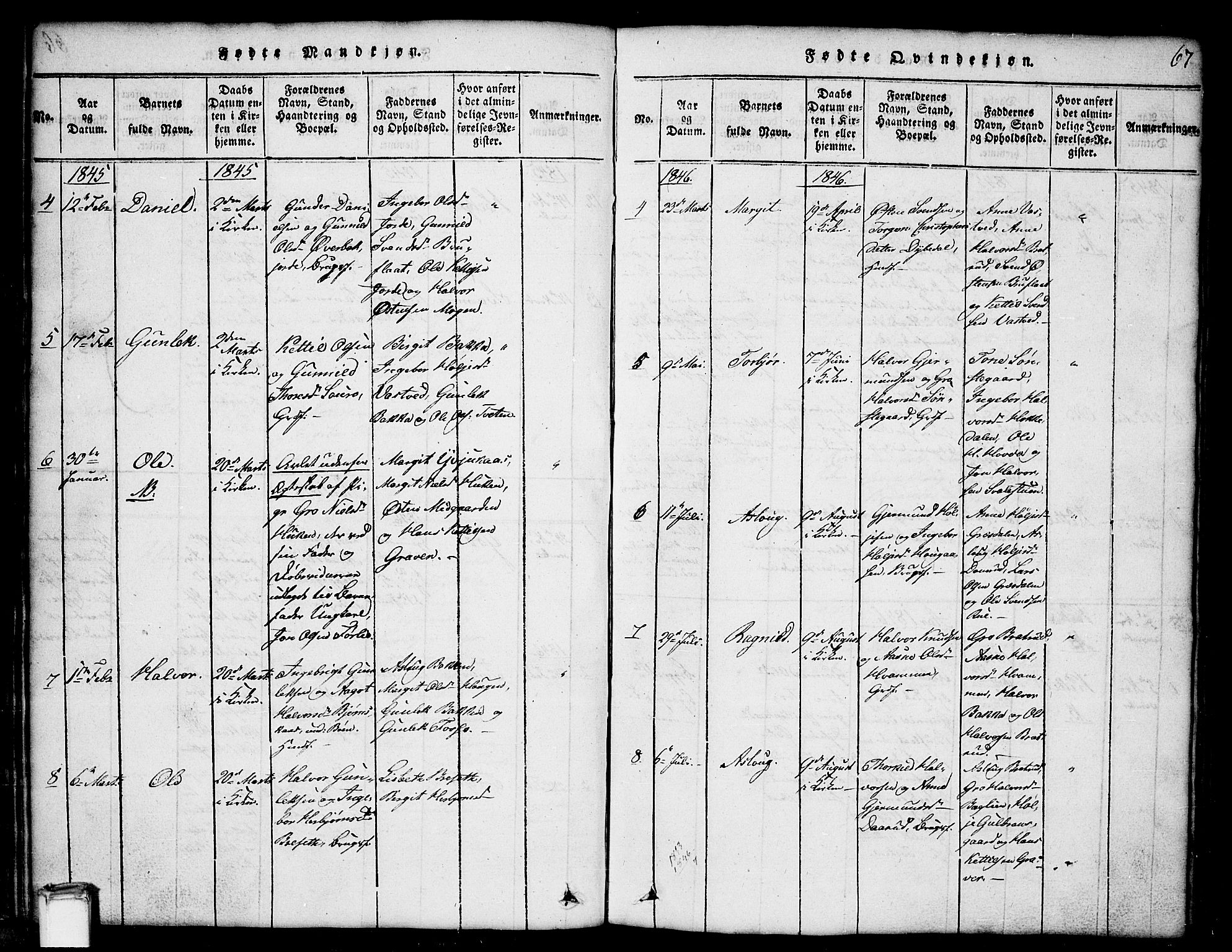 Gransherad kirkebøker, SAKO/A-267/G/Gb/L0001: Parish register (copy) no. II 1, 1815-1860, p. 67